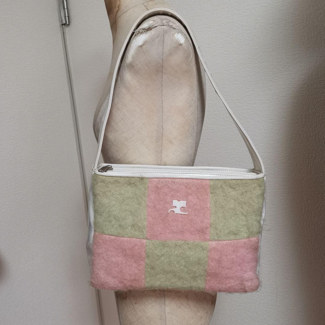 Courreges One Shoulder Bag Green Pink 10.6 inch
