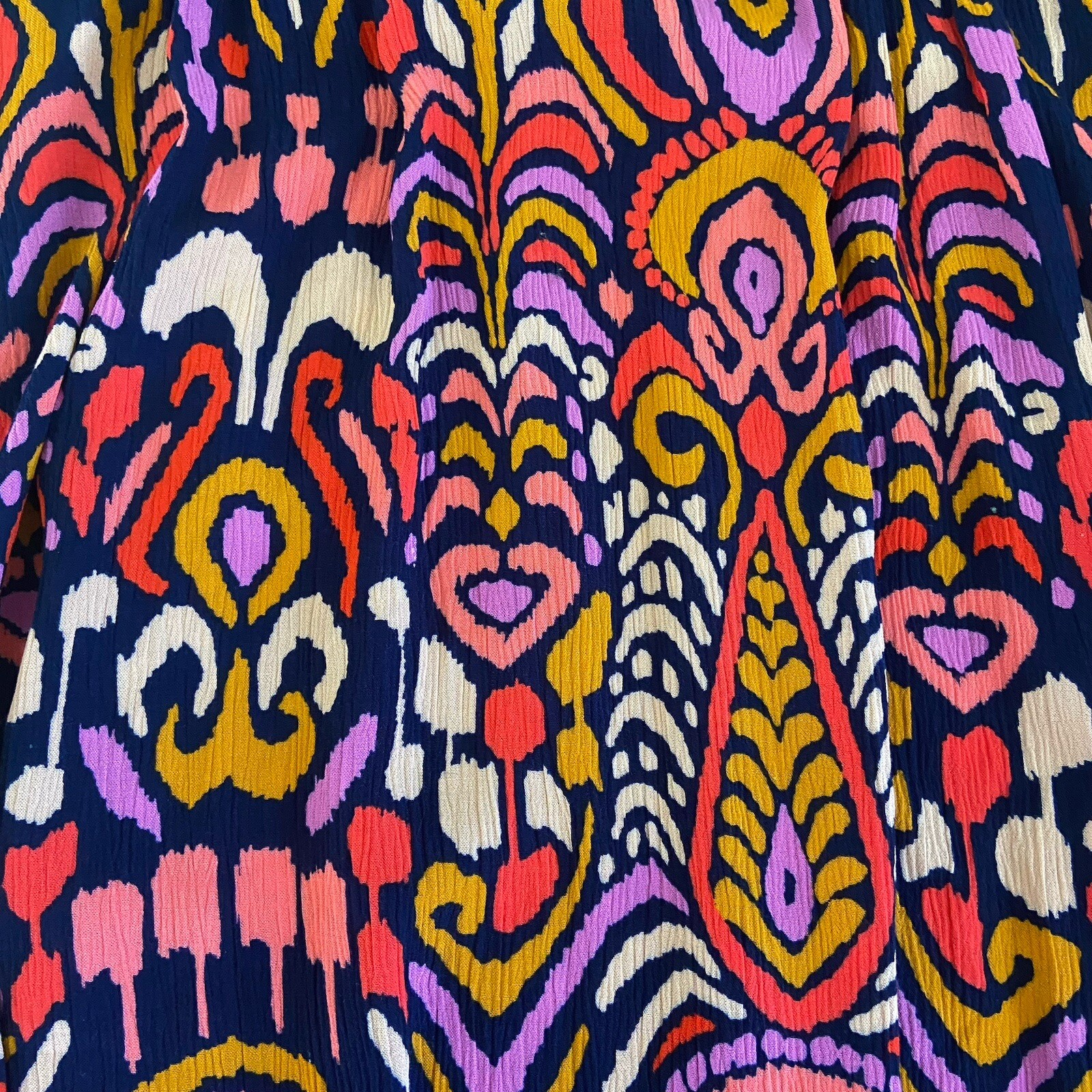 Boden Women’s Grace Flutter Sleeve Pocketed Dress Navy Ikat Charm Size 8R