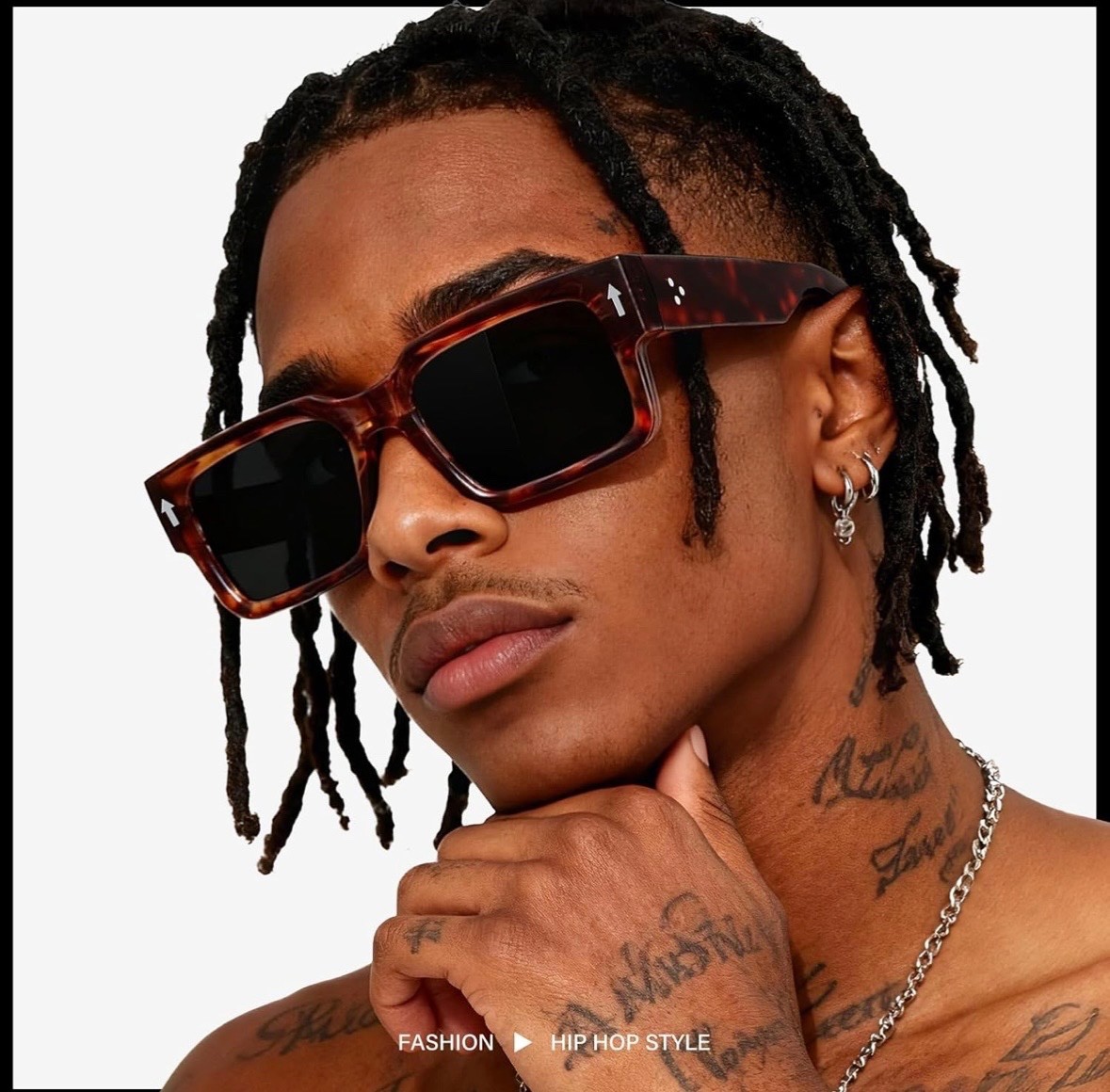 Retro Rectangle Sunglasses 90s Square Frame UV400 Men Women Unisex