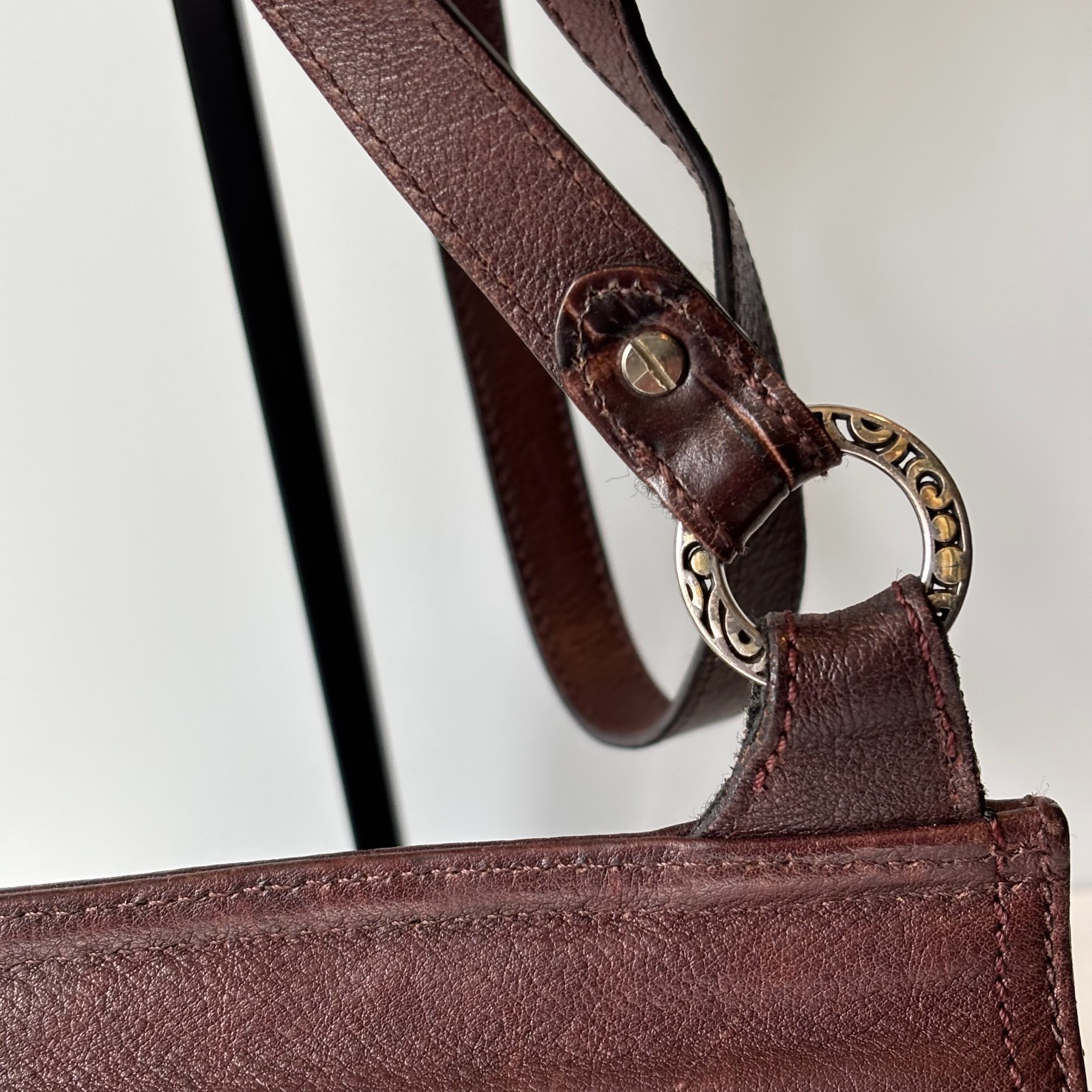 BRIGHTON Contempo City Brown Leather Crossbody Organizer Shoulder Bag Purse