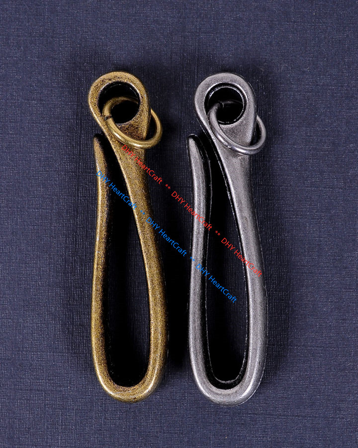 5pc 68*16mm Retro Silver KeyChain Key Ring Belt U Hook Wallet Chain Fish Hook