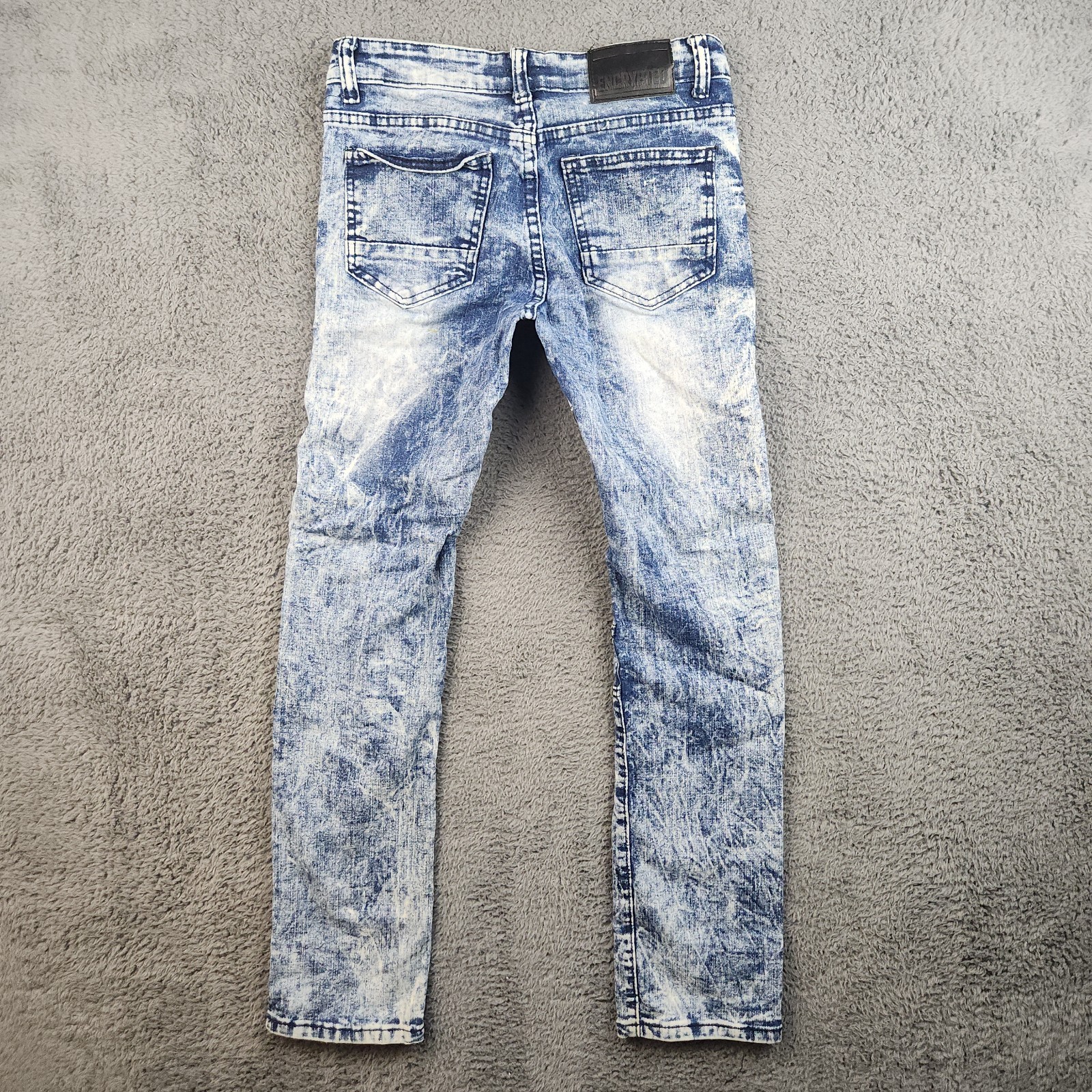 Encrypted Slim Moto Jean Fit 28×28 Tag 16 Acid Wash Streetwear Articulated Pant