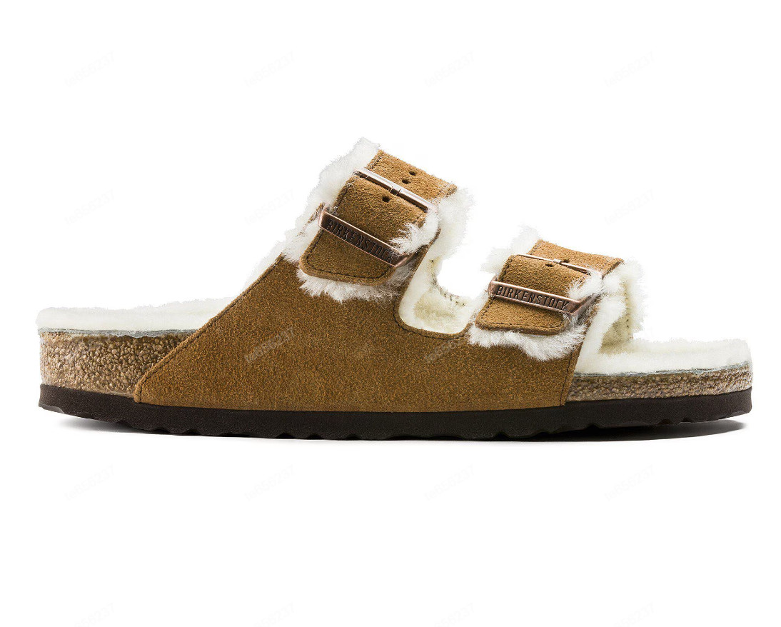 Birkenstock Arizona Shearling Suede Leather Mink Unisex Comfort Sandals SZ 37-40