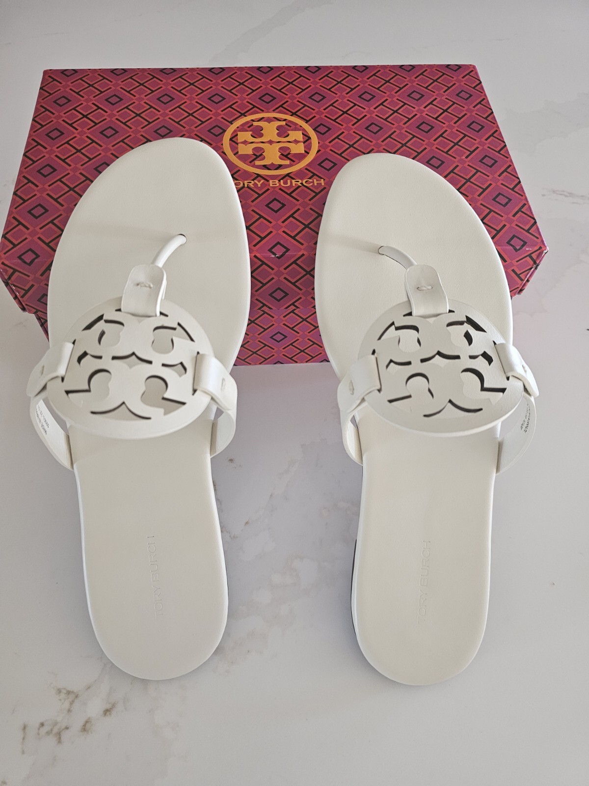 Tory Burch MILLER SANDAL SOFT Calf Leather New Ivory Size 10 (New in Box)