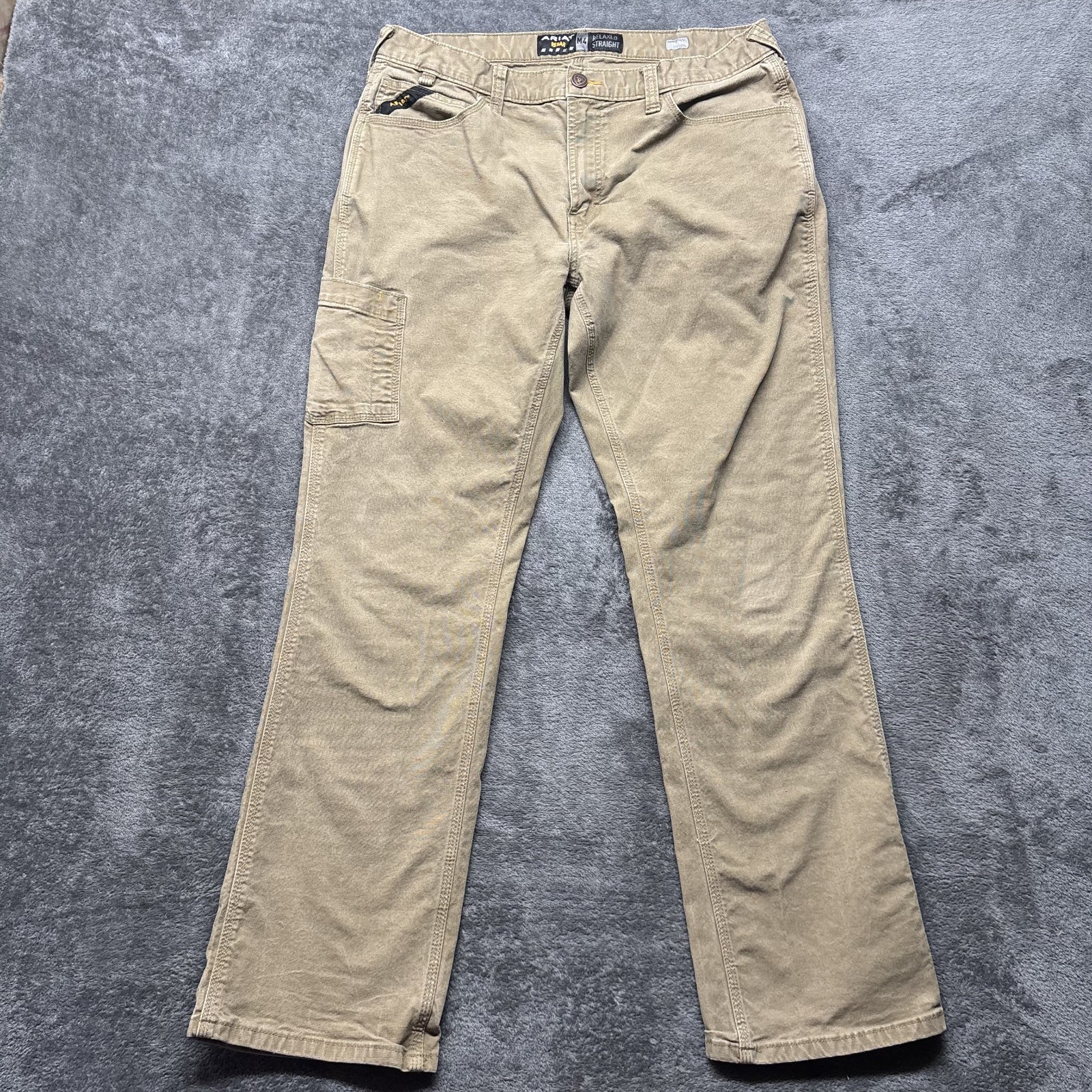 Ariat Pants Mens 35×34 Brown Canvas Rebar M4 Relaxed Straight Leg Workwear