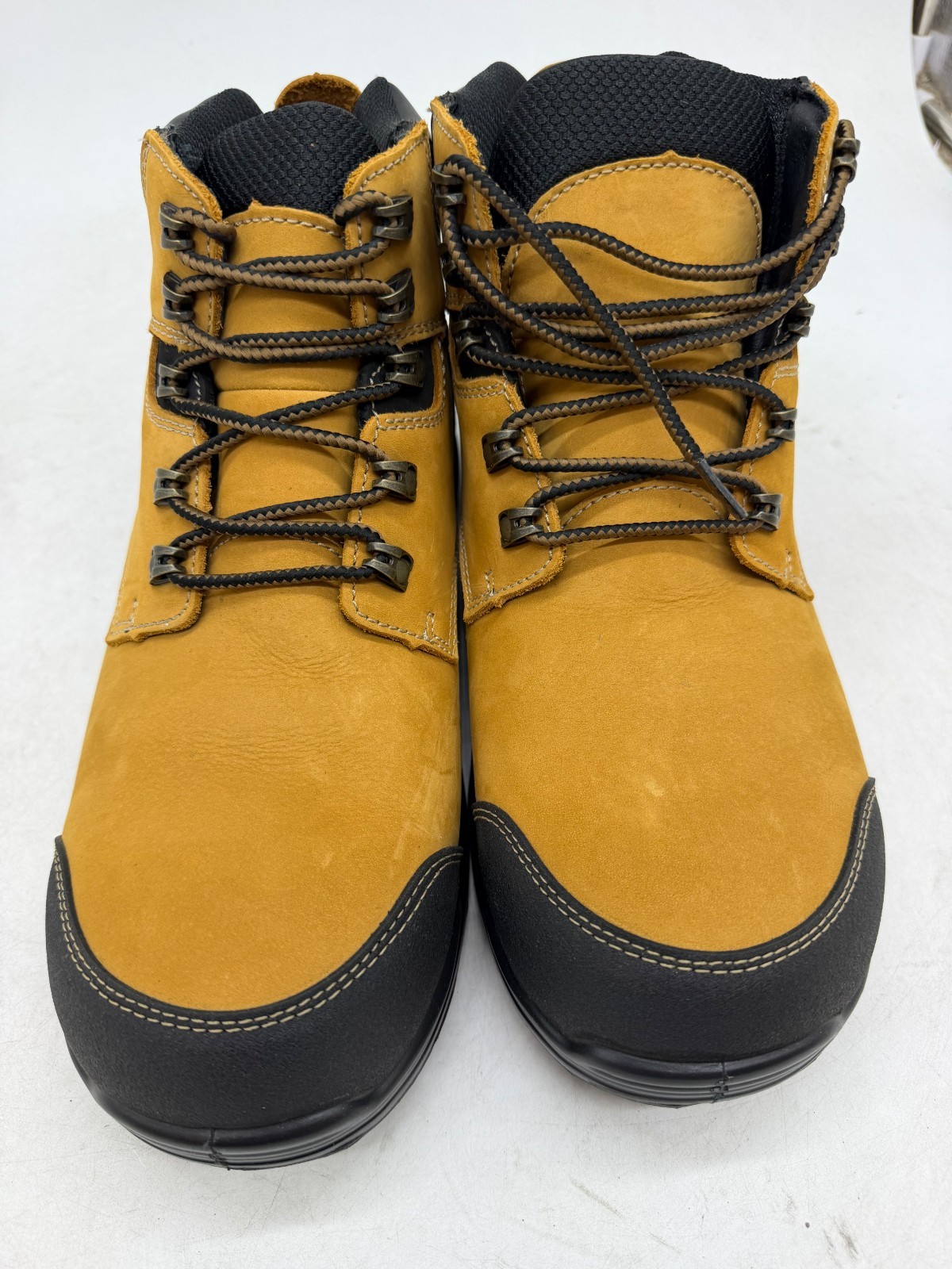 Orthofeet Granite Work Boots Men’s Mustard Black Leather Waterproof – 10 WIDE