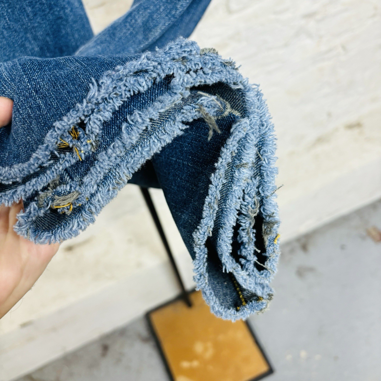 Levis Type 1 Jeans Baggy Real Loose Denim Cropped Raw Hem 32 Waist Vintage y2k