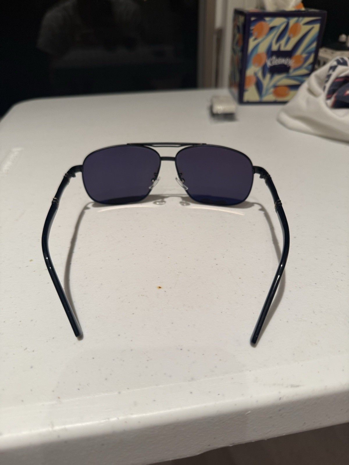 Black Gold Aviator Navigator Sunglasses Dark Lens Double Bridge Men’s