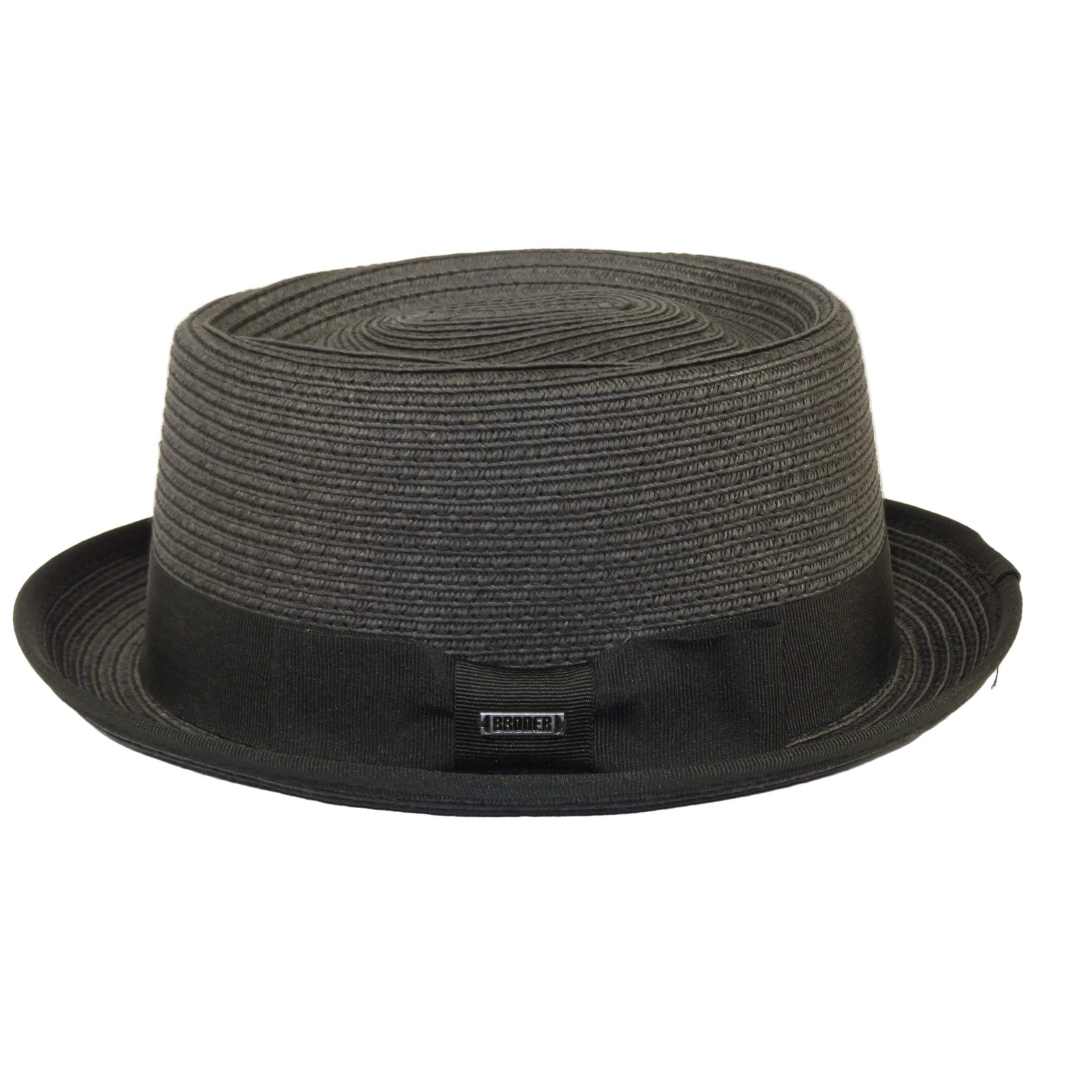 Men’s Broner Summer Hat Woven Straw Style Porkpie STAND UP 88-8601 Black