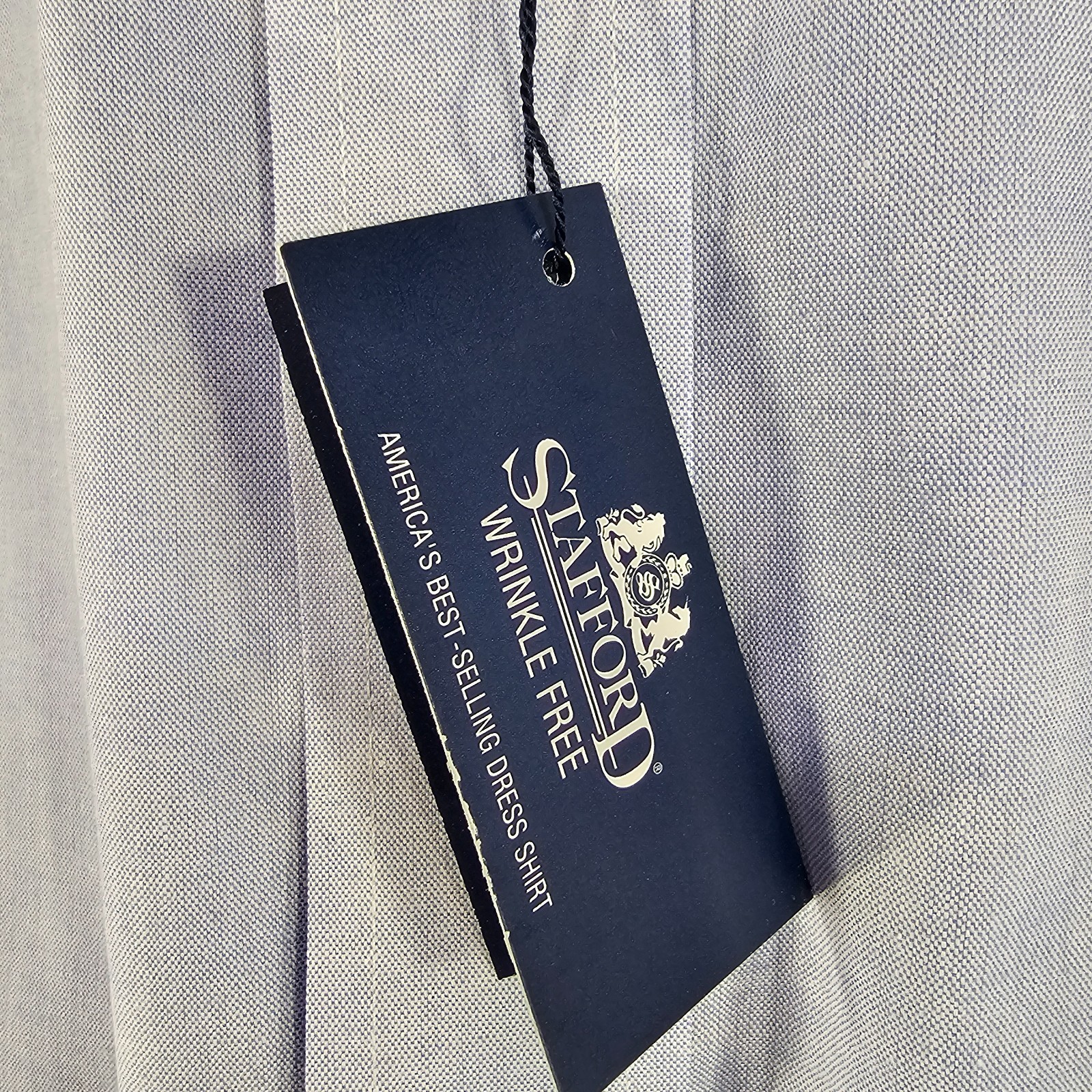 Stafford Pinpoint Oxford Shirt Mens Sz L Long Sleeve Button Down Pocket Blue NEW