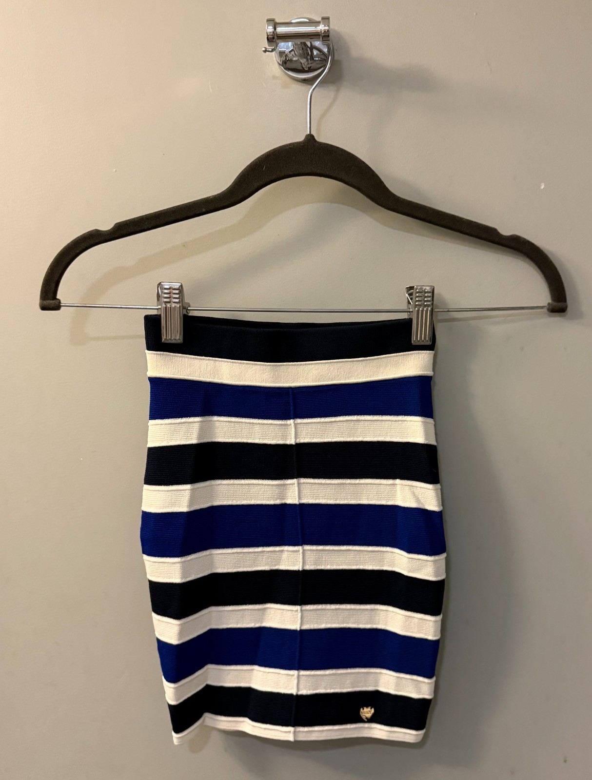 Juicy Couture Girls Blue White Striped Knit Pencil Skirt Size M Youth Stretch