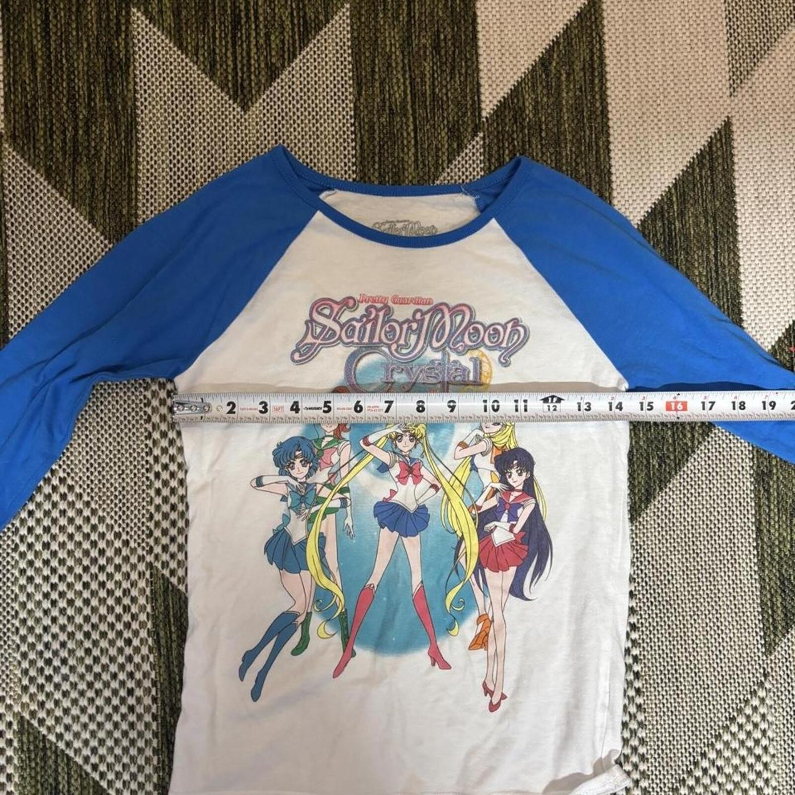 Sailor Moon Crystal Anime Graphic Raglan Tee Long Sleeve Y2K Kawaii Womens S
