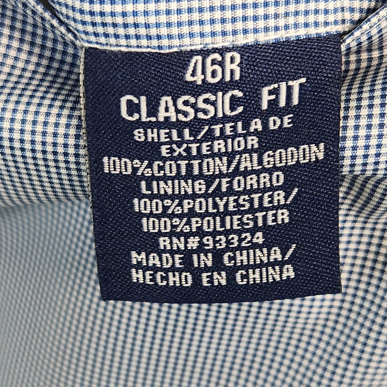 Stafford Mens Two Button Classic Fit Blazer Jacket Blue Cotton Birdseye Size 46R
