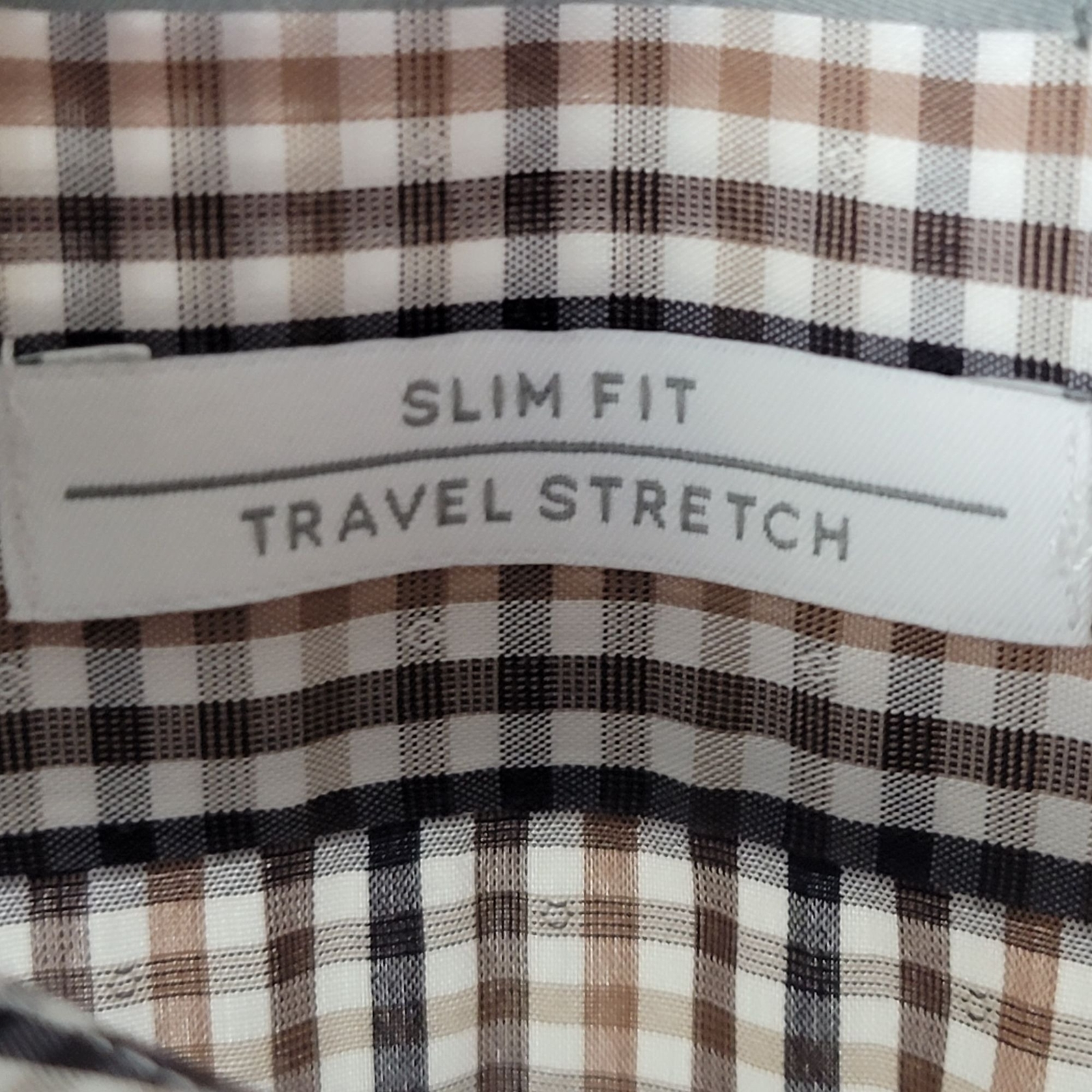 Michael Kors Slim Fit Travel Stretch Mens L Checkered Button-Up Shirt 16.5 34/35
