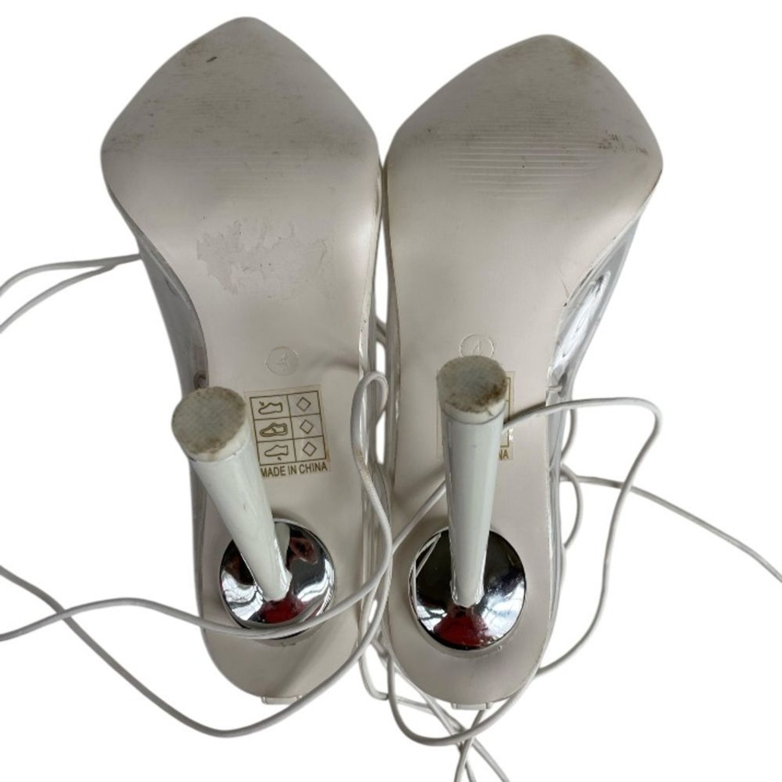 Public Desire Strike Clear Perspex Lace Up Heels White Size 6 Stiletto Sandals