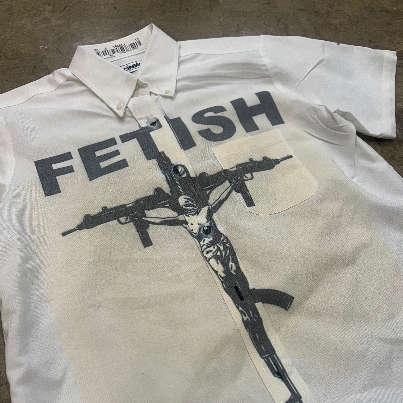 White Short Sleeve Button Down Shirt fetish