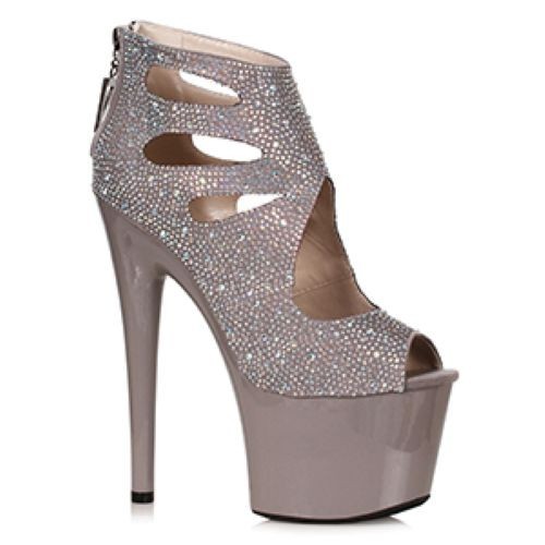 7″ MICROFIBER RED PLATFORM SHOE w/RHINESTONES WOMEN’S Sz 7 8 9 10 11 12