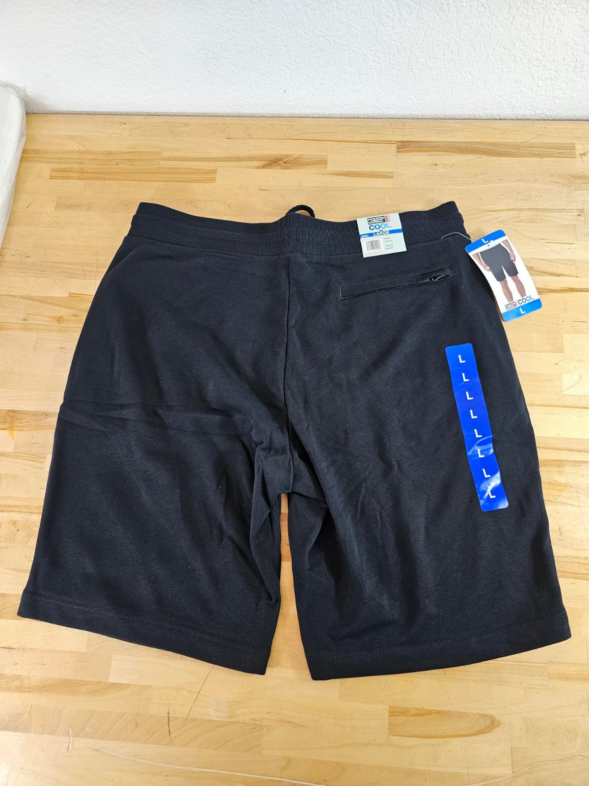 L / LARGE – BLACK – Men’s 32 Degrees Cool Pull-On Lounge Shorts Back Pocket