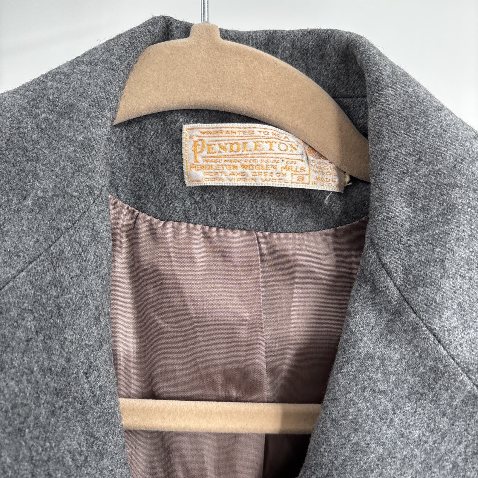 Vtg Pendleton Blazer Jacket Womens S Wool Gray Made USA Career Office Minimalist