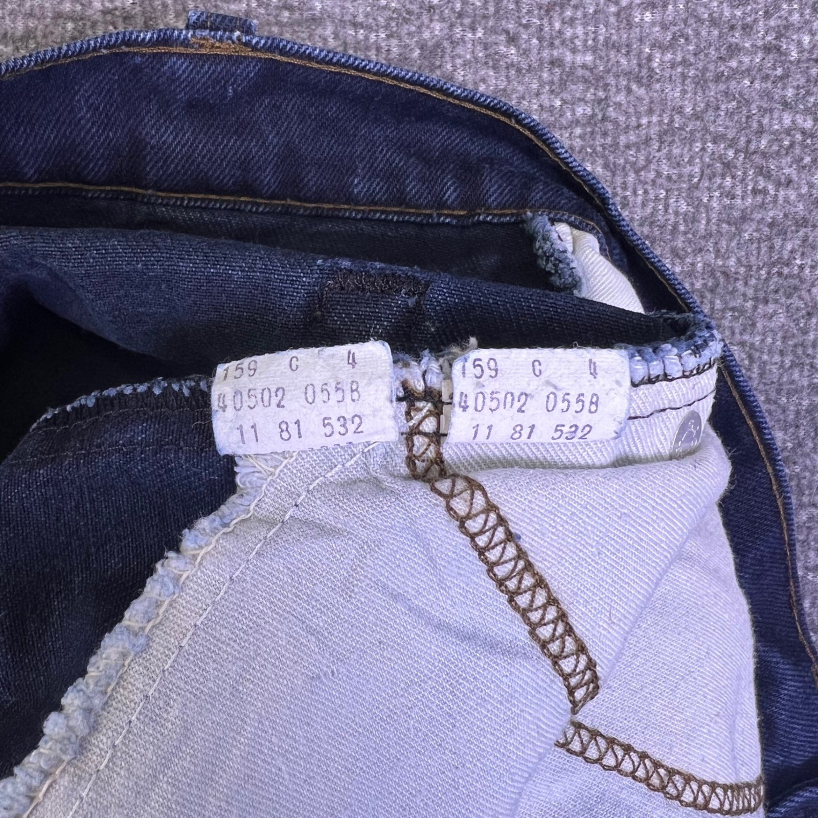 VTG 80s Levis 502 055B Jeans 32×32 Raw Indigo Denim Button Fly Red Tab Leather