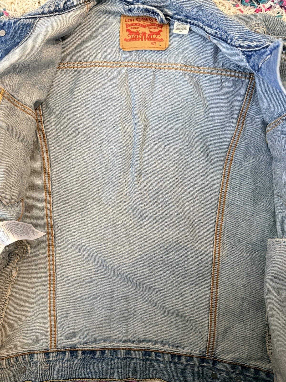 Levi’s Men’s Blue Premium Trucker Denim Jacket Size L Button Closure Pockets