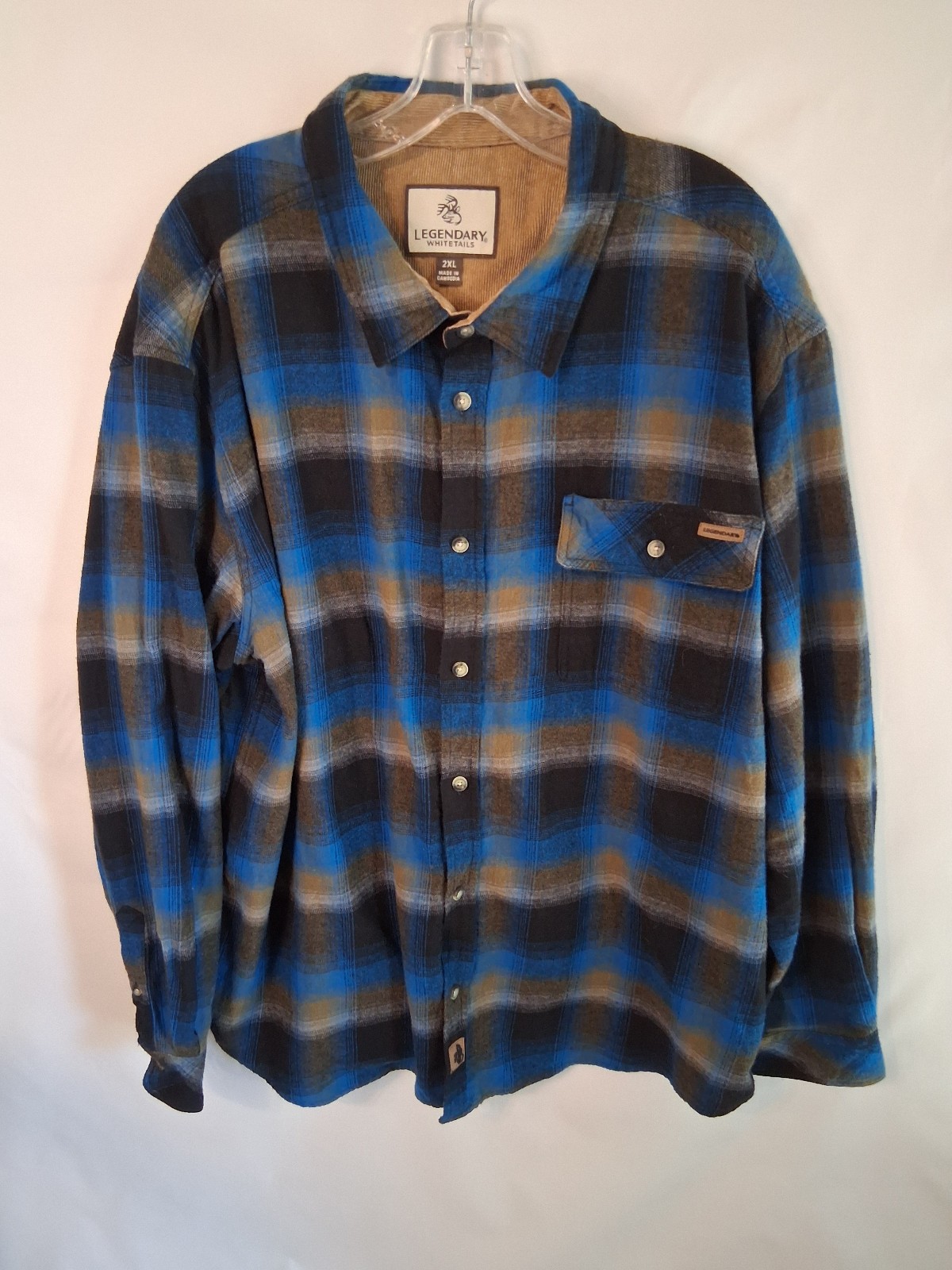 Legendary White Tails Men Flannel Shirt, Size 2XL Made in Cambodia