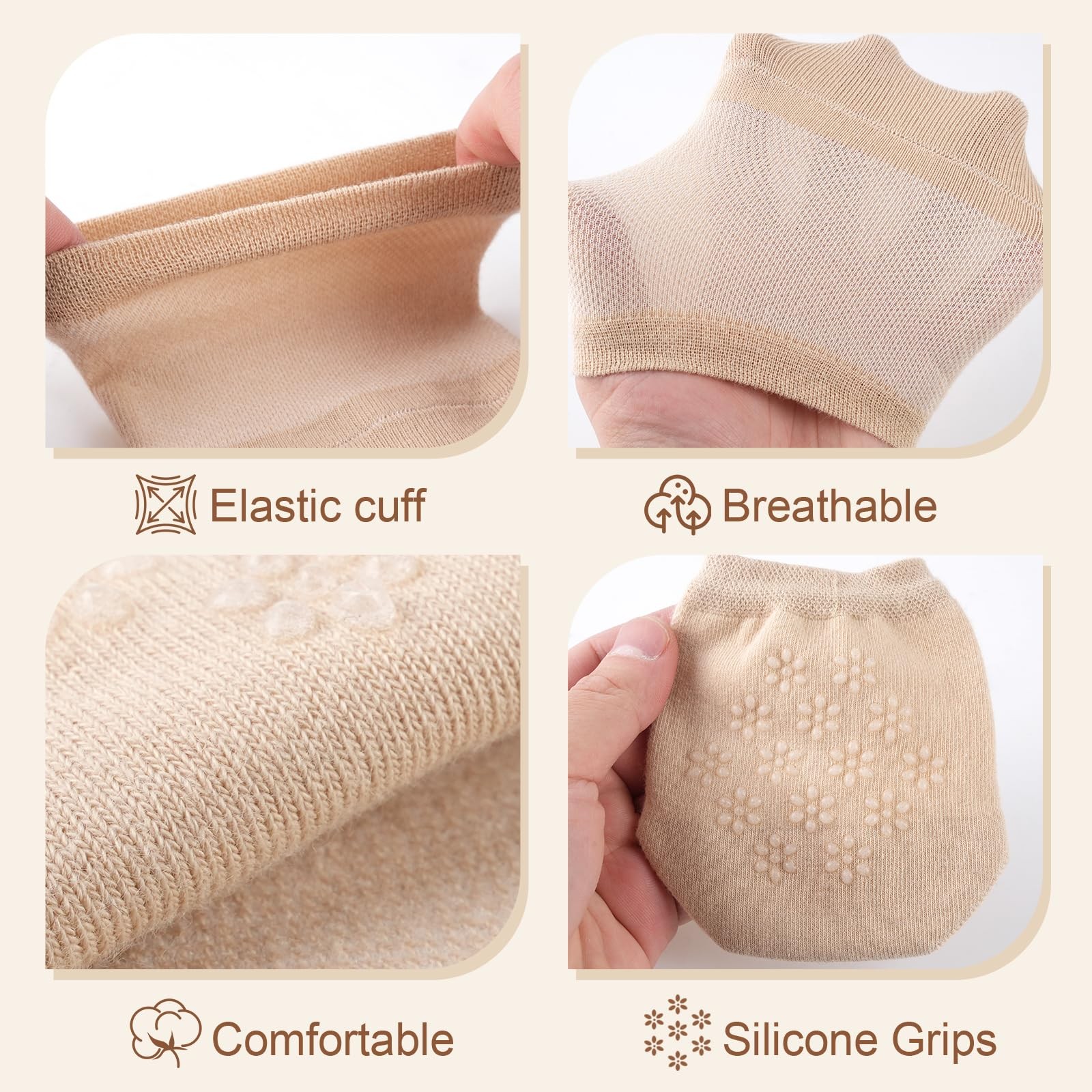 8× Invisible Toe Socks Womens for Mules Half Socks Toe Topper Covers Non-slip US