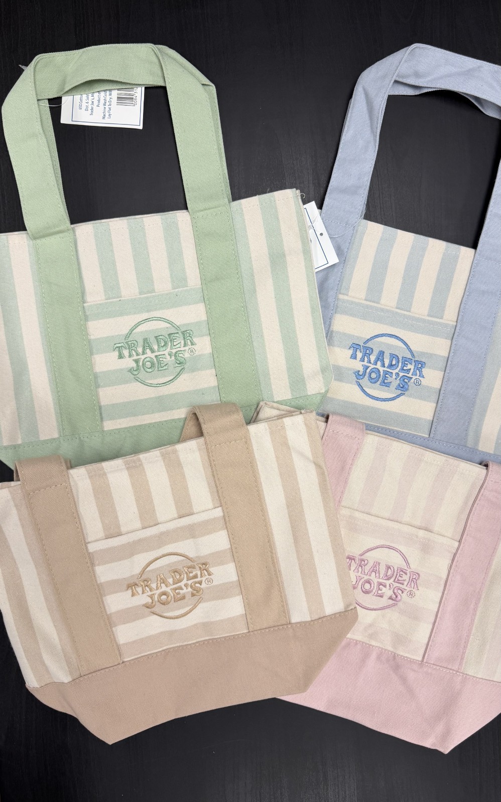 New trader joes mini stripe tote 4 color set
