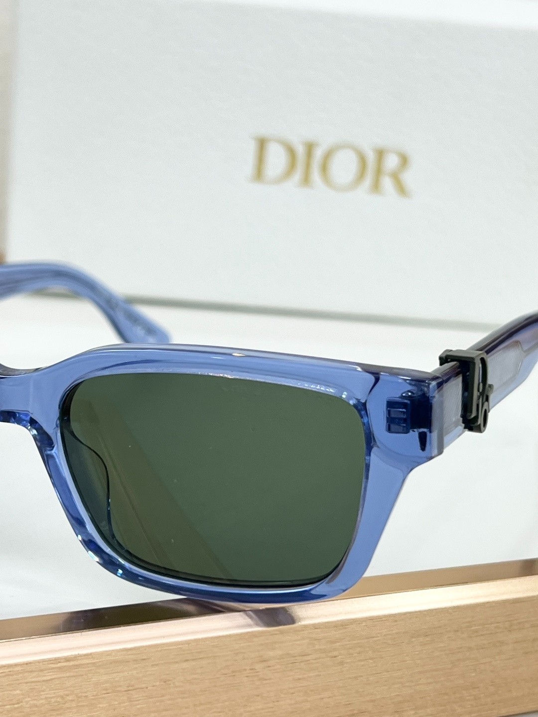 Dior Luxury Designer Square Sunglasses Transparent Blue Frame CD Logo Eyewear