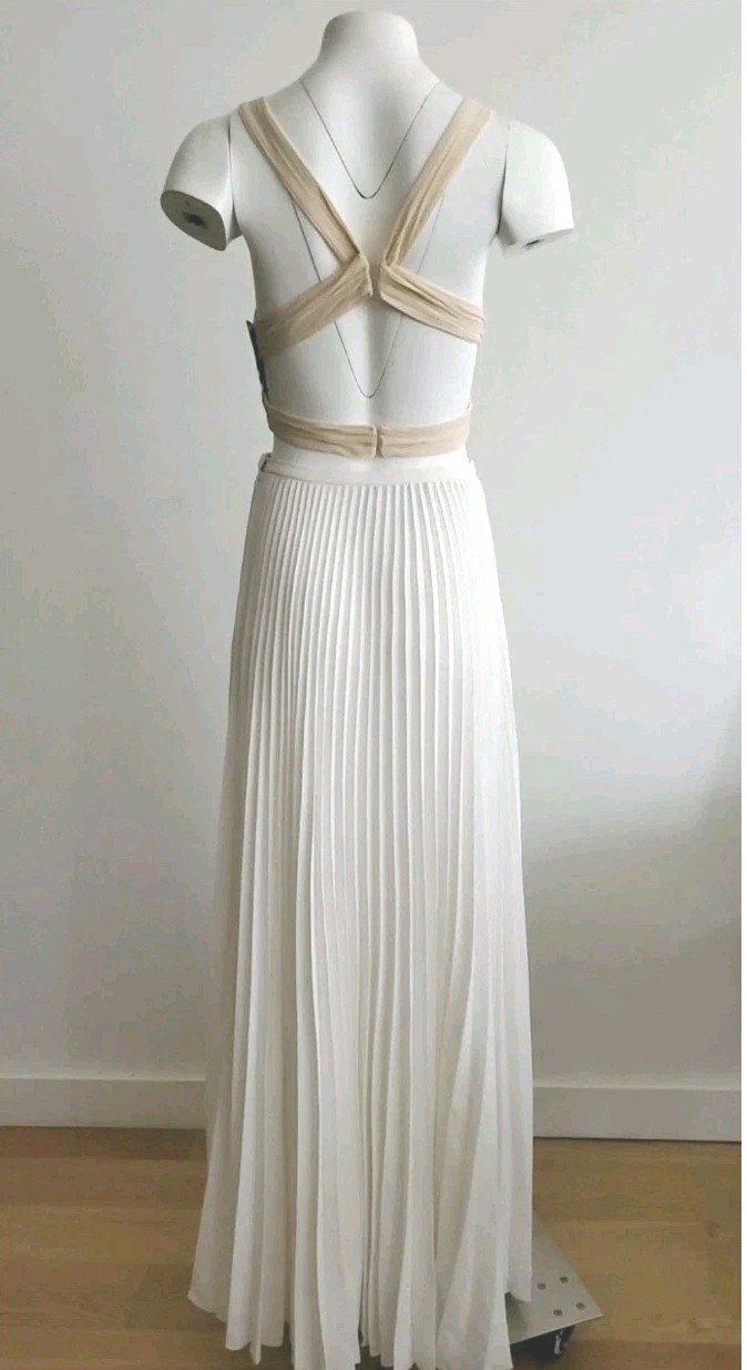 Ralph Lauren Purple Label Skirt Maxi White Pleated Long Flare $2.500 NEW 0-2 XS