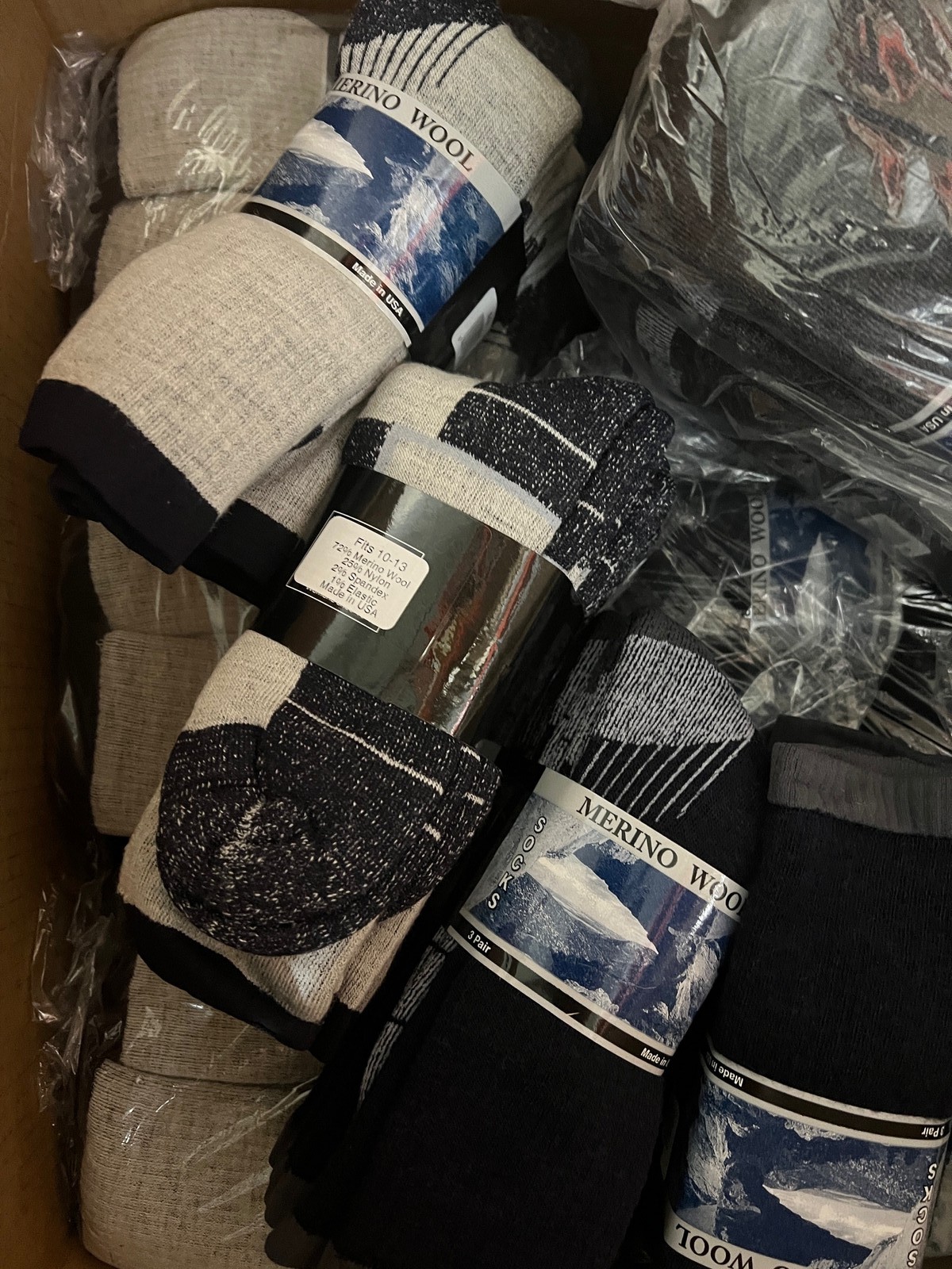 72% Merino Wool Men’s MADE IN THE USA WARM HD Thick Hiking Socks 3 Pair Sz 10-13
