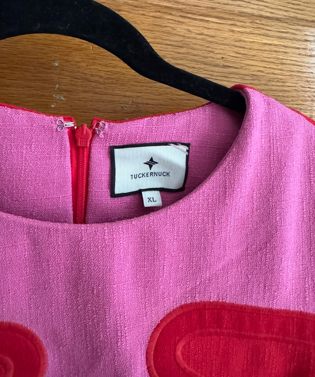 Tuckernuck Womens XL Pink Red Colorblock Midi Dress Shift Dress Lined