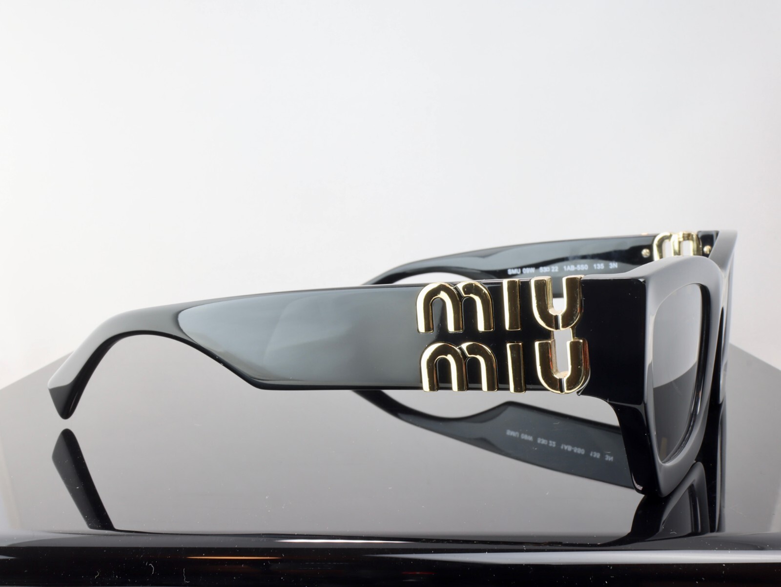 Miu Miu Glimpse SMU09W Black / Grey Lens Rectangle Oversized Sunglasses 100% UV