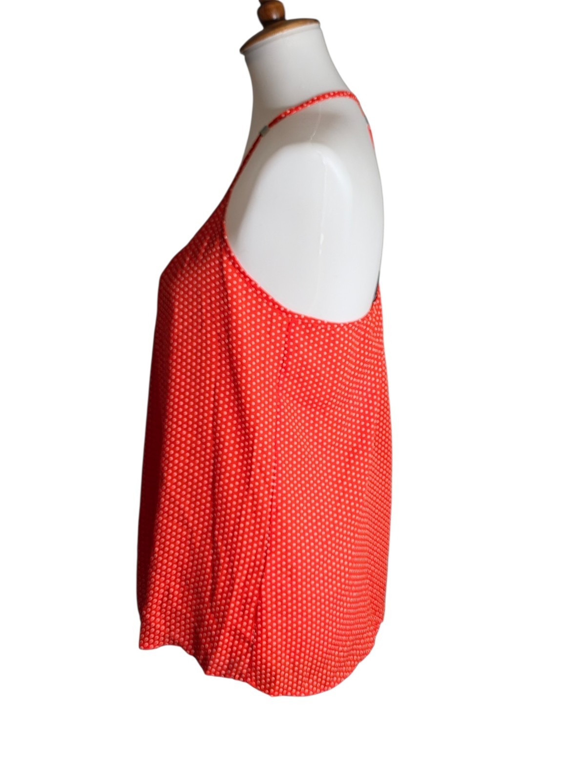 Women’s Red White Polka Dot Spaghetti Strap Tank Top Flowy Sleeveless Blouse
