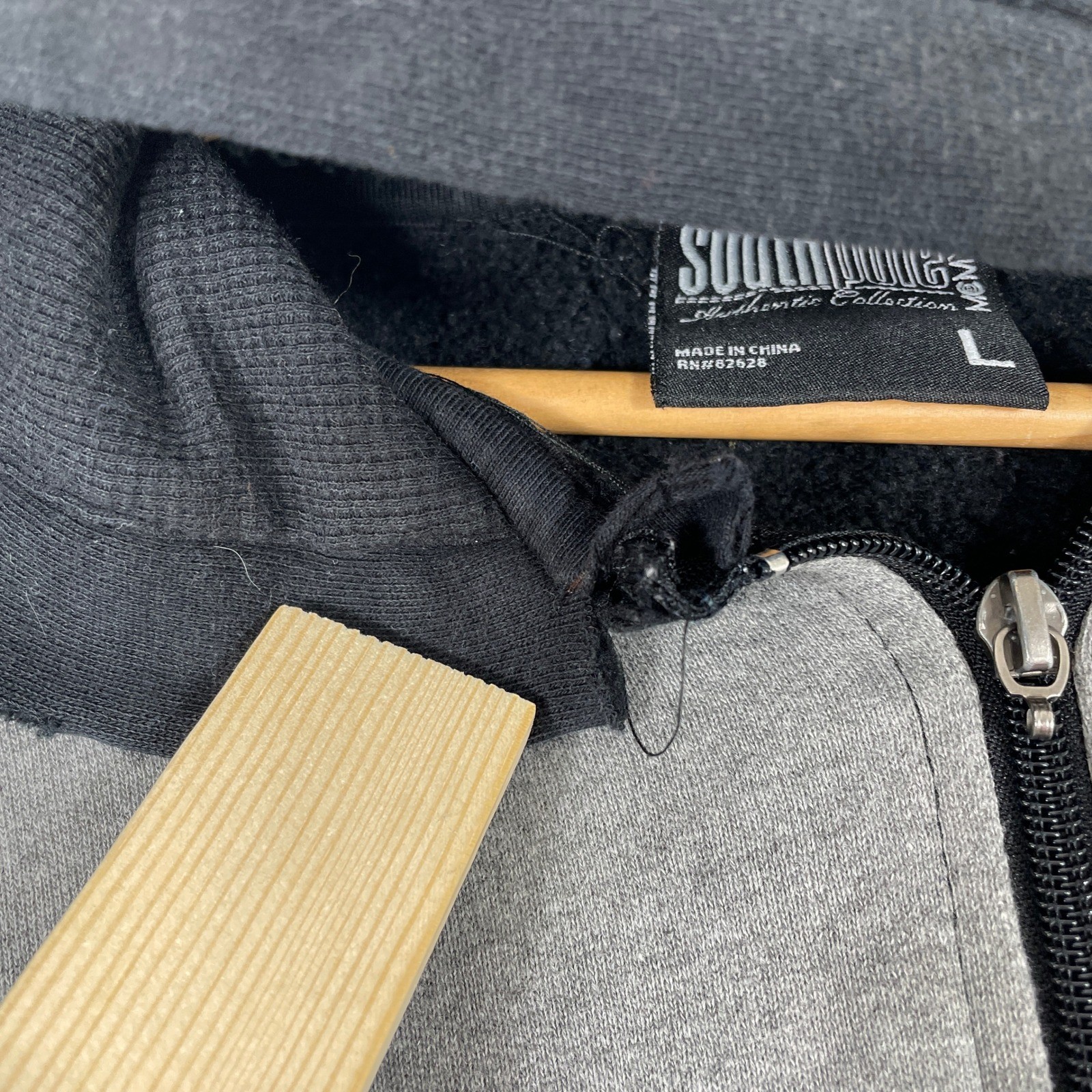 Vintage Southpole Hoodie Mens Large Black Striped Distressed Zip Up Y2K Skater