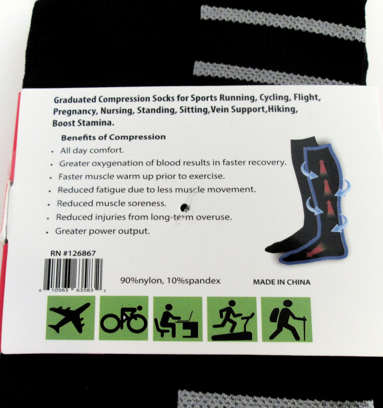 3 Pairs Mens Graduated Mild COMPRESSION 8-15 mmHg Over The Calf Black Socks