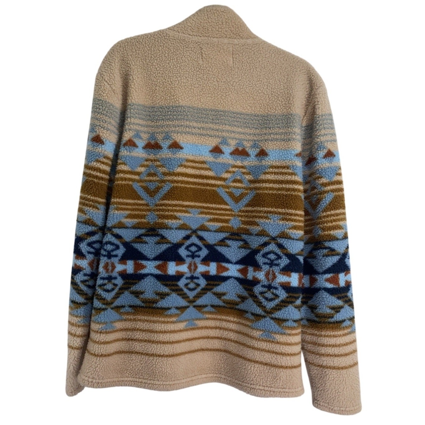 Sun + Stone Medium Men’s Sherpa Fleece Pullover 1/4 Zip Mock Neck Desert Bronze