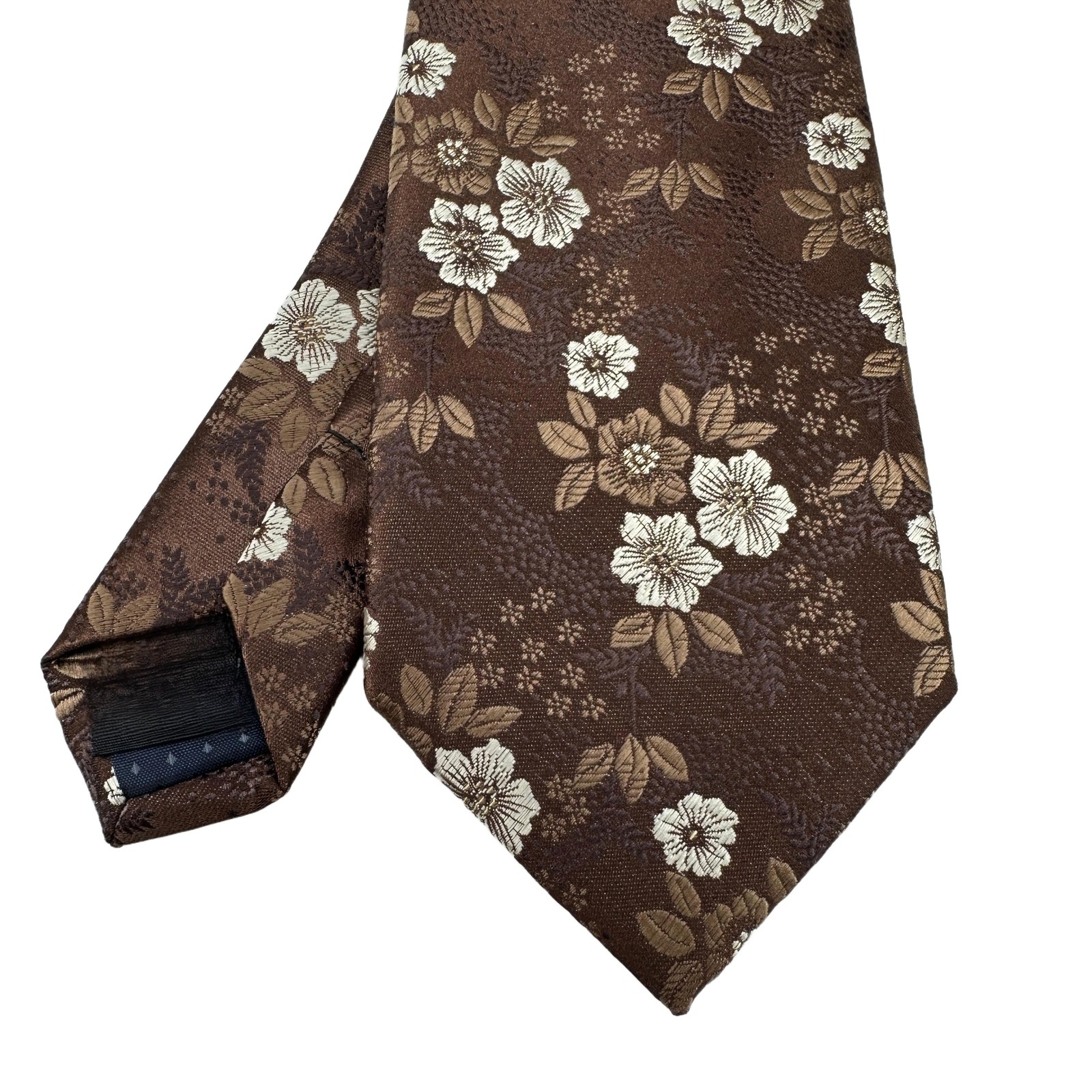 New Florals Brown White 100% Silk Men’s Tie Fashion Necktie 3.15”(8cm)