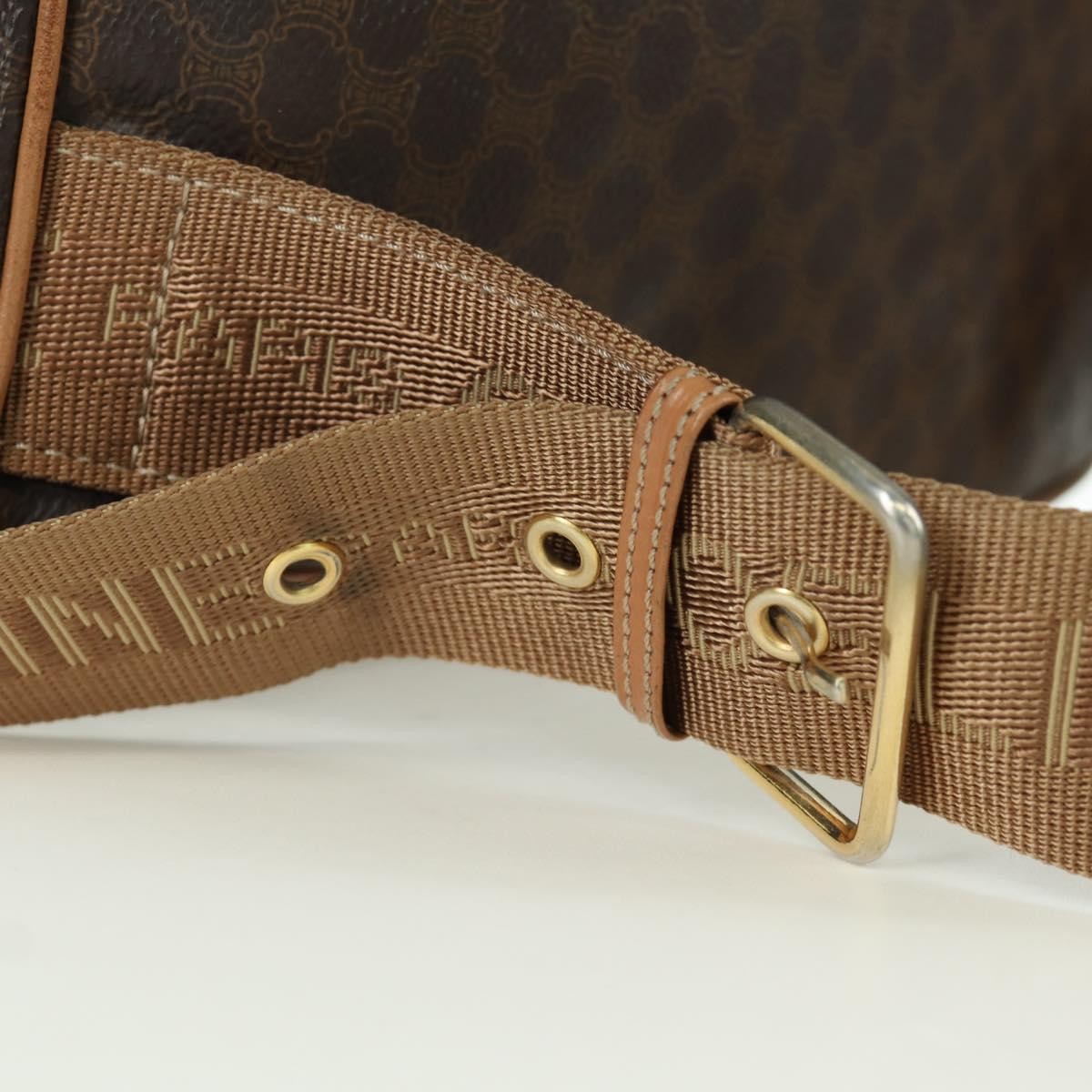 CELINE Macadam Canvas Backpack PVC Leather Brown Gold Auth am11186A
