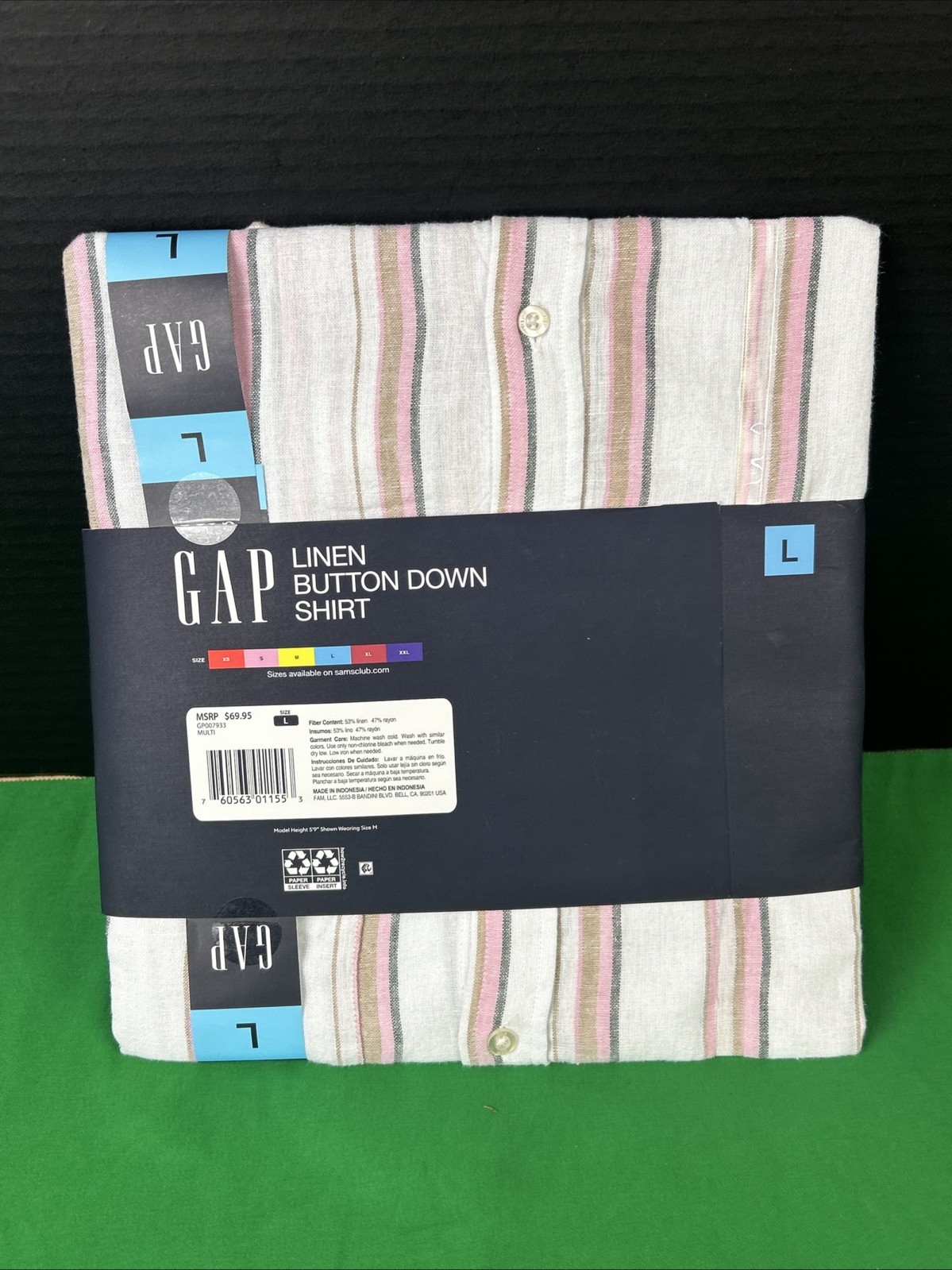 Gap Women’s Linen Button Down Top Size L Multi Stripe