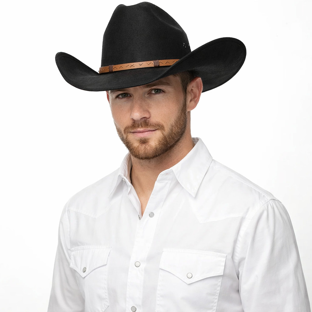 Men’s Faux Felt Western Cowboy Hat Tejana Sombrero Texana Vaquero Sinaloa