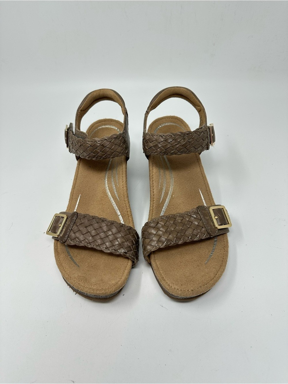 Aetrex Women’s Grace Adjustable Woven Wedge Taupe Sz 7.5-8