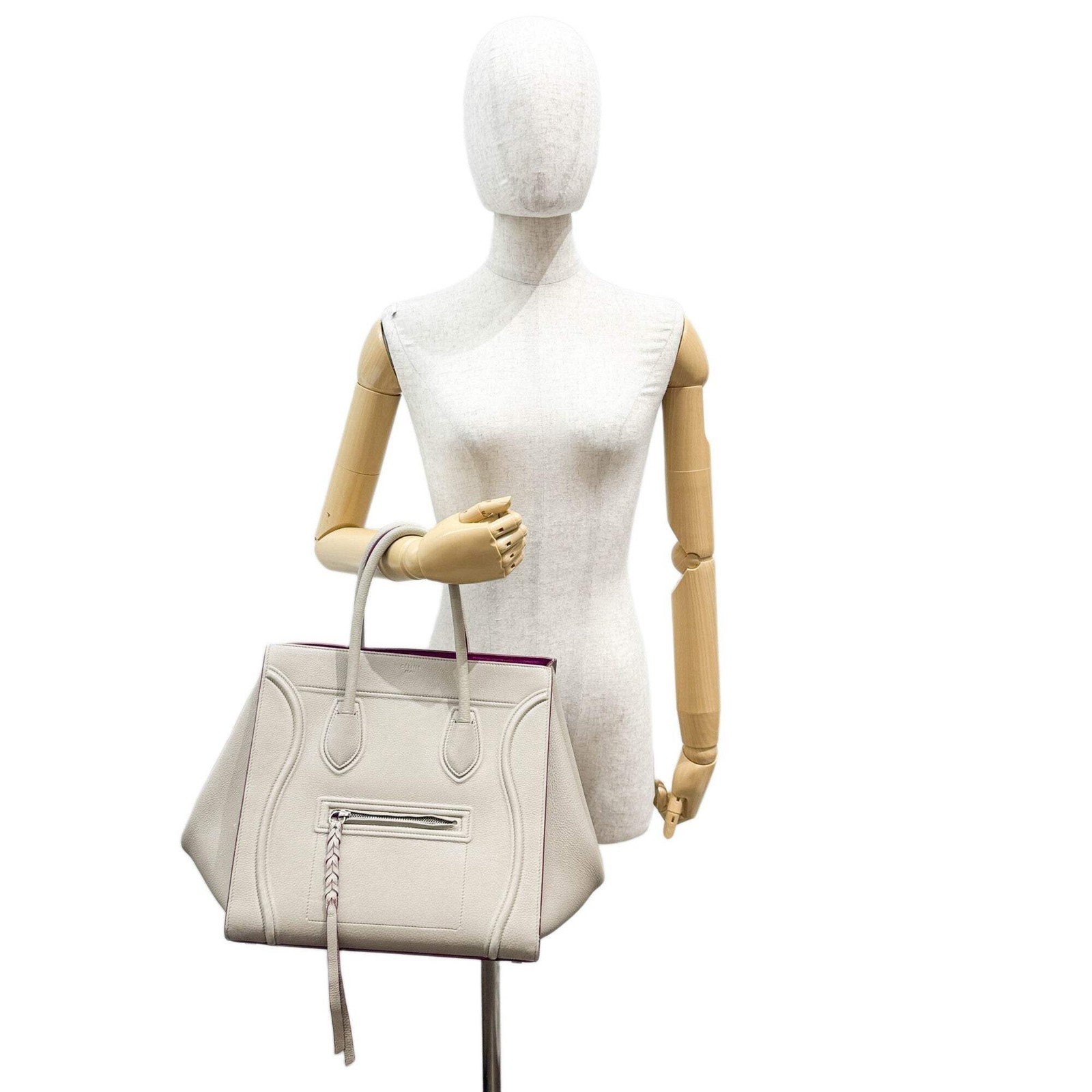 CELINE Luggage Phantom Beige Leather Tote Handle Bag