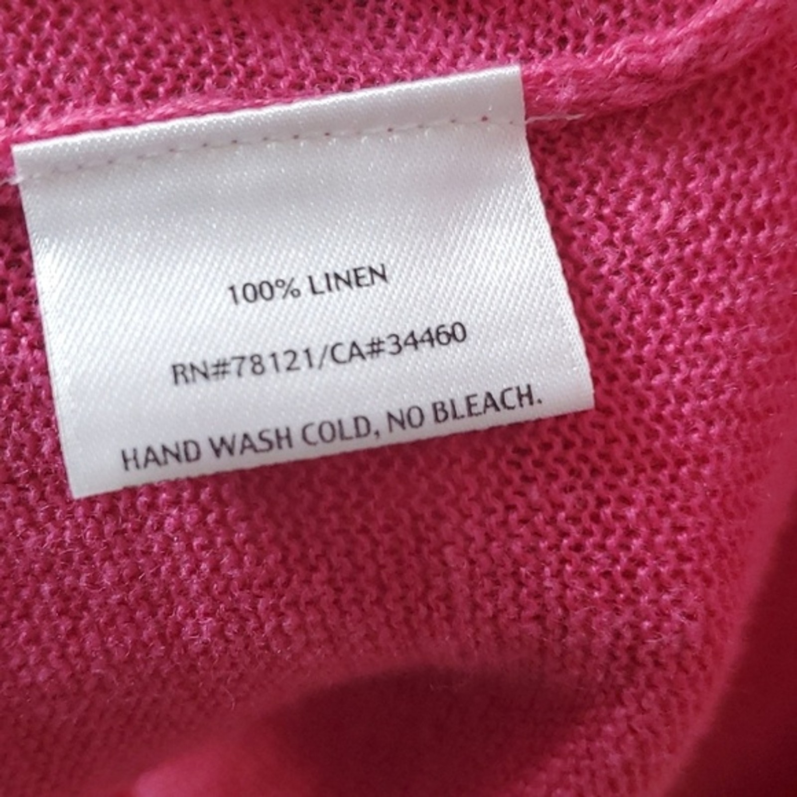 EILEEN FISHER 100% LINEN BRIGHT PINK SHORT SLEEVE SWEATER SIZE SMALL MINIMALIST