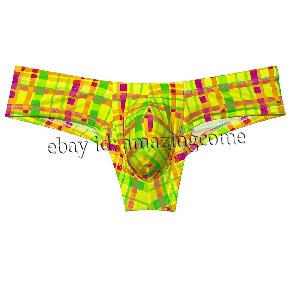 Men Printed Brazilian Bikini Underwear Enhance Bulge Pouch Mini Boxer Briefs
