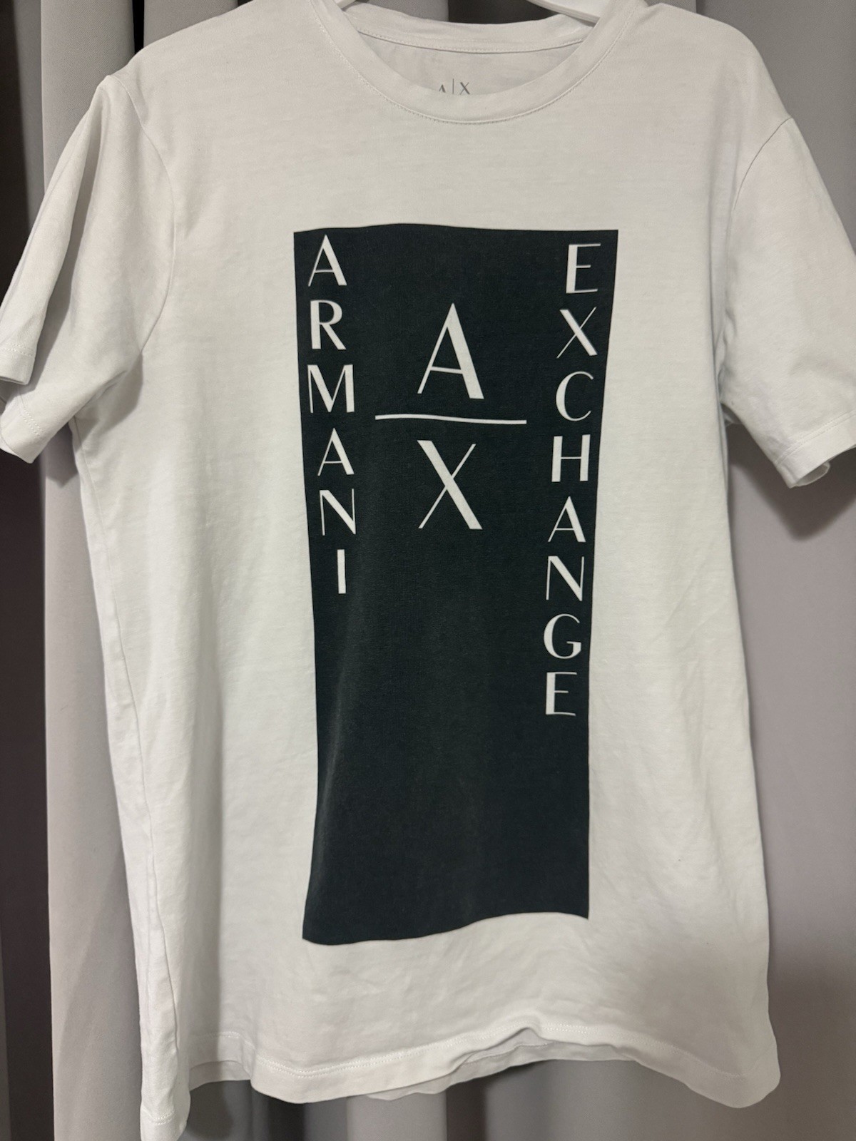 Armani Exchange Logo Graphic T-Shirt Mens XS White Crew Neck Short Sleeve