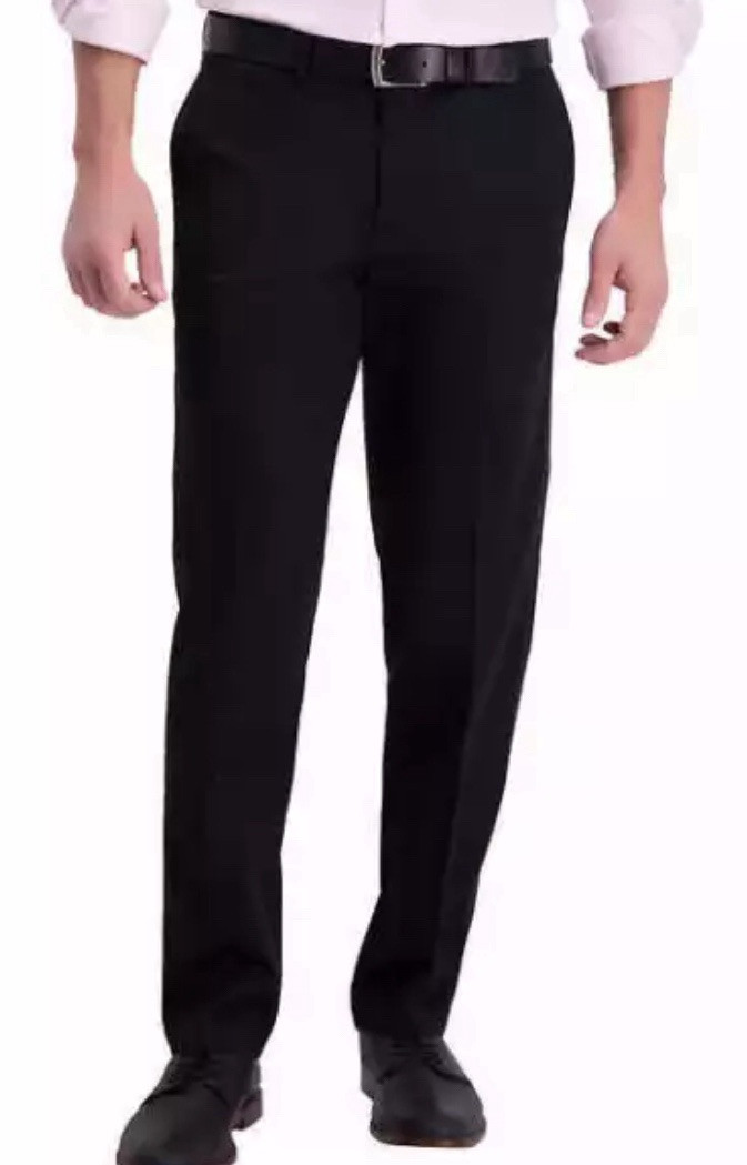 Haggar Men’s Premium Comfort Classic-Fit 2-Way Stretch Pants (Black, 32Wx32L New