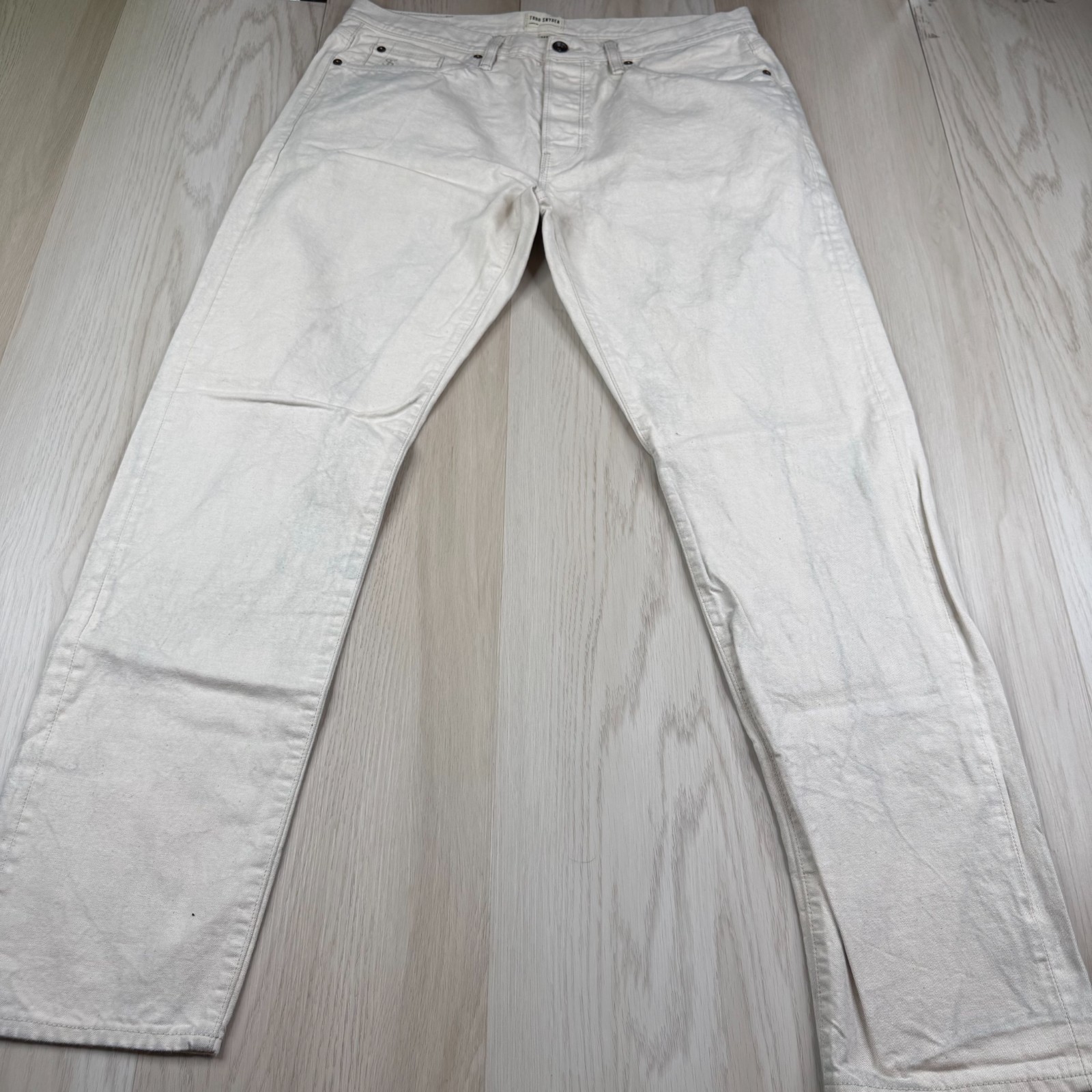Todd Snyder Mens Cream Classic Fit Selvedge Denim Straight Jeans Size 34×32