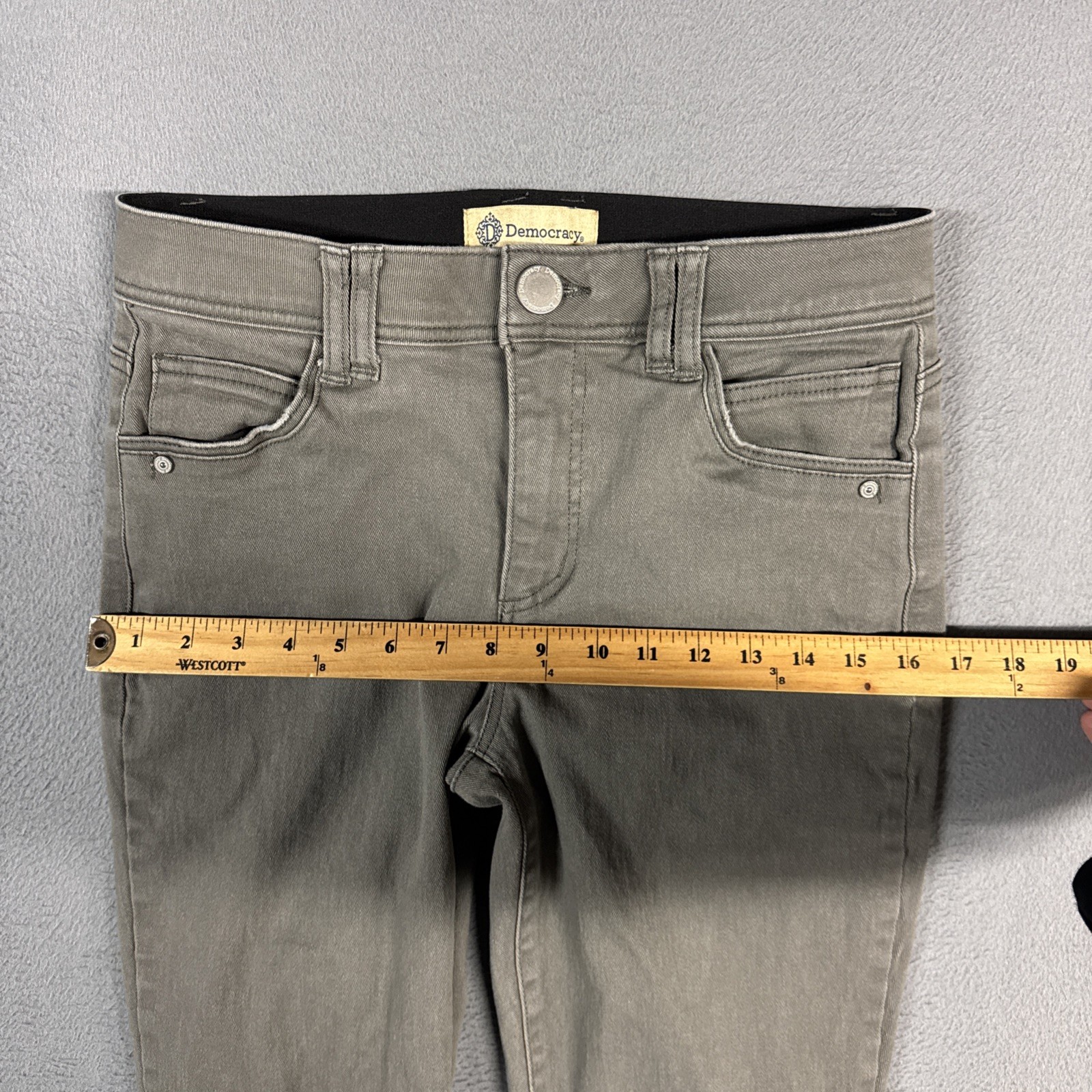 Democracy Jeans Womens 8 Gray Green Straight Frayed Ab Technology Stretch Cotton