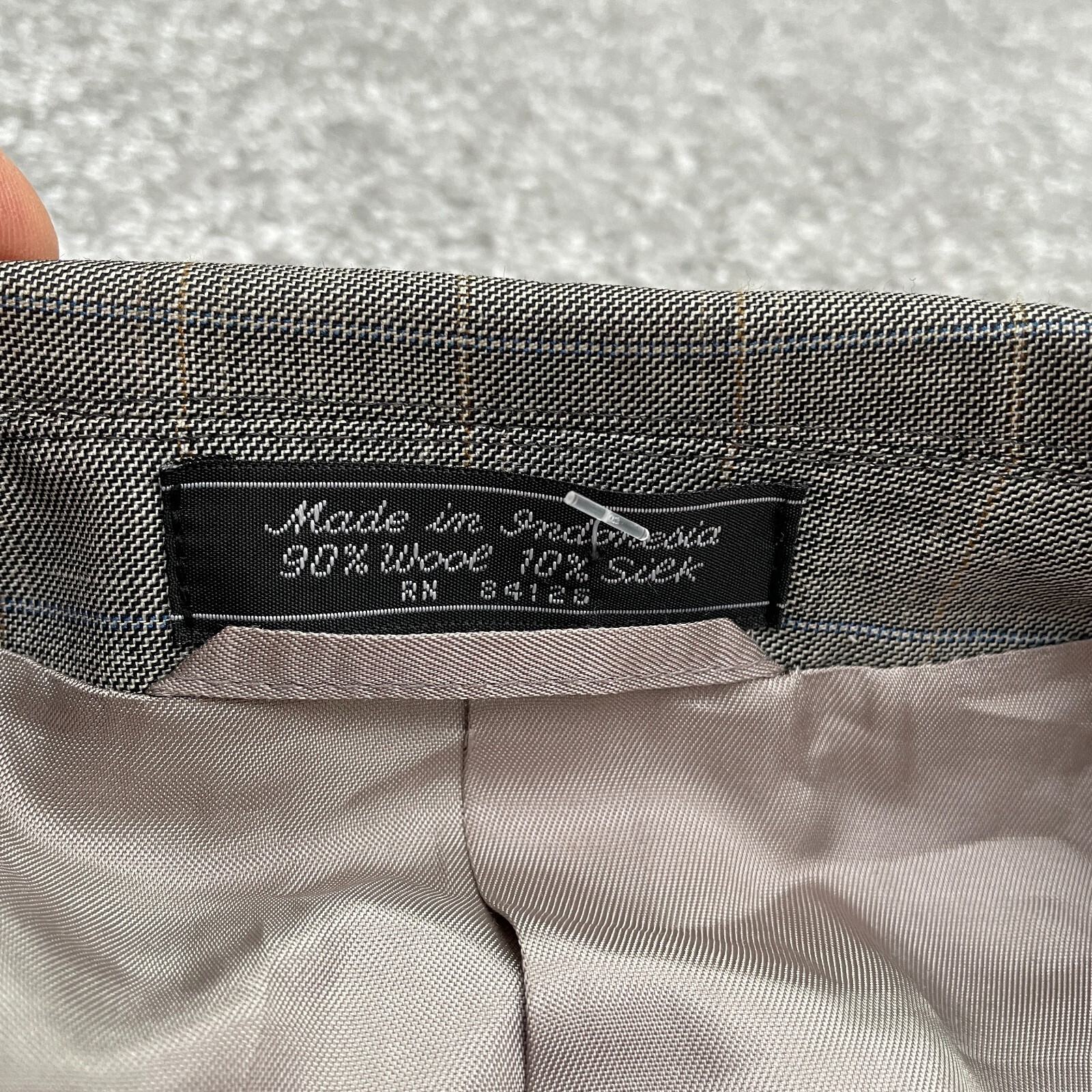 Haspel Wool Silk Suit Blazer Jacket Mens 42R Gray Plaid Single Vented Lined Work